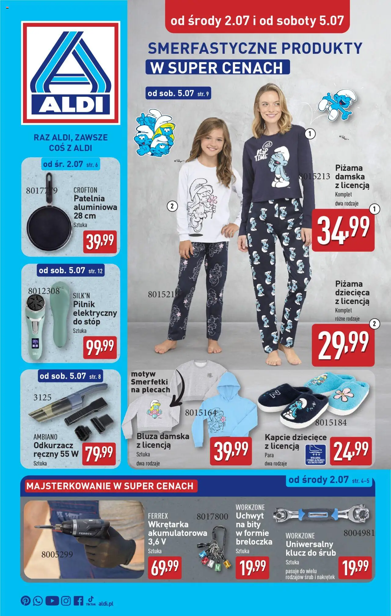 Aldi Hity od Środy i od Soboty od 02.07.2025 - Nowa Gazetka - Numer strony 1 - Odkurzacz, Piżama, Kapcie, Patelnia, Cleaner, Ambiano, Wkrętarka akumulatorowa