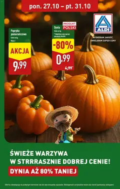 Pogląd gazetki "Dynia 80% taniej" ze sklepu Aldi ważnej od 27.10.2025