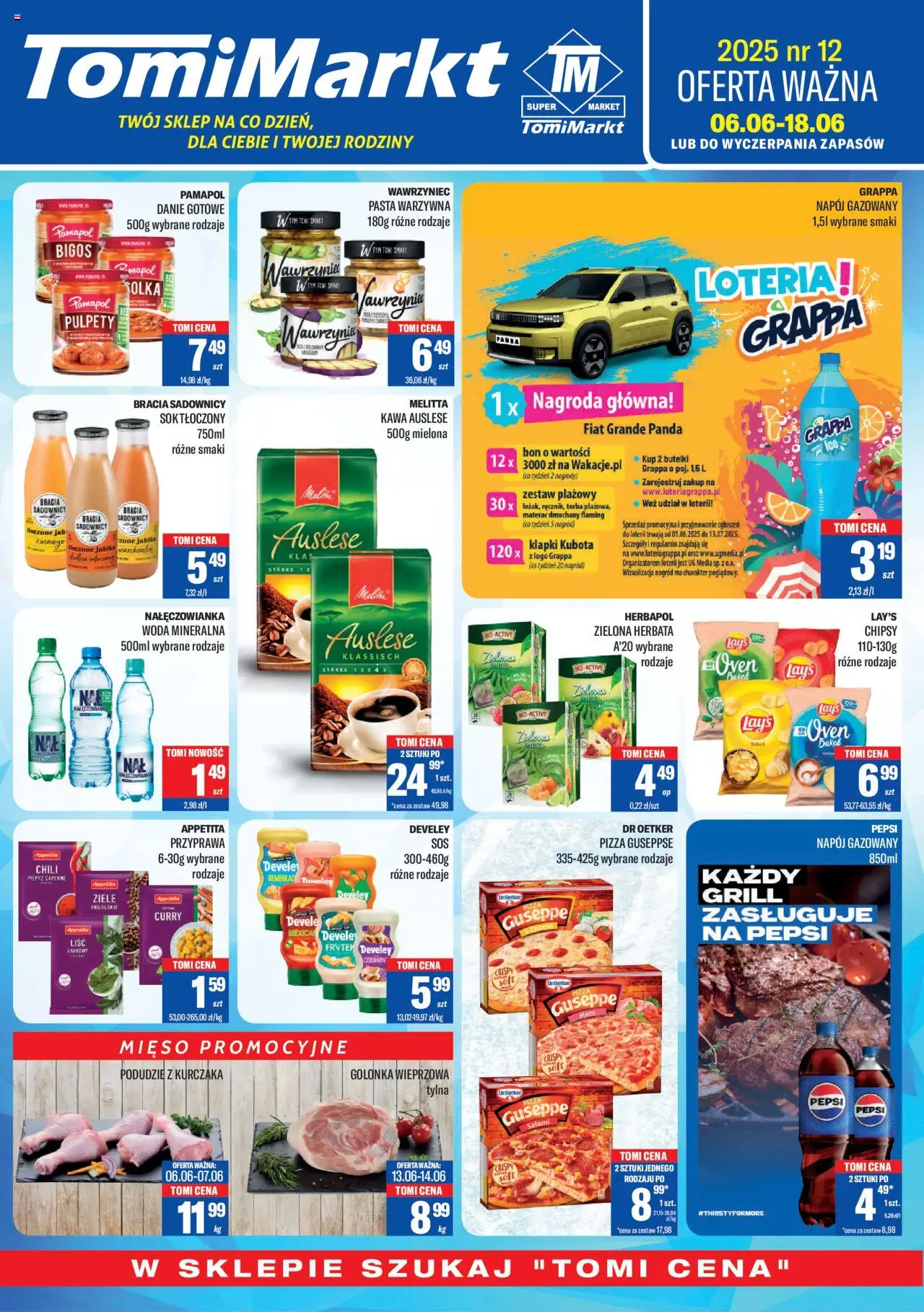 TomiMarkt Gazetka od 06.06.2025 - Nowa Gazetka - Numer strony 1 - Herbata, Curry, Sos, Sok, Chili, Grappa, Salami, Pasta warzywna