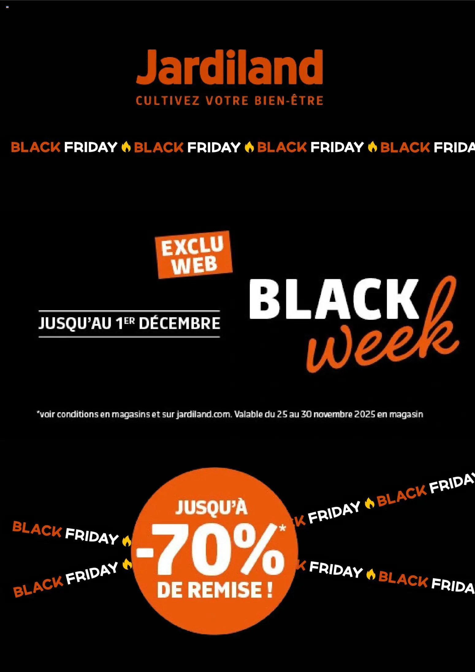 Prévisualisation de Black Friday du magasin Jardiland formulaire valide 19/11/2025