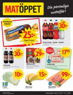 Förhandsgranska reklamblad Aktuella reklamblad Matöppet från butik Matöppet gäller från 27/10/2025