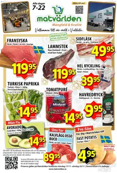 Förhandsgranska reklamblad Aktuella reklamblad Matvärlden från butik Matvärlden gäller från 17/11/2025