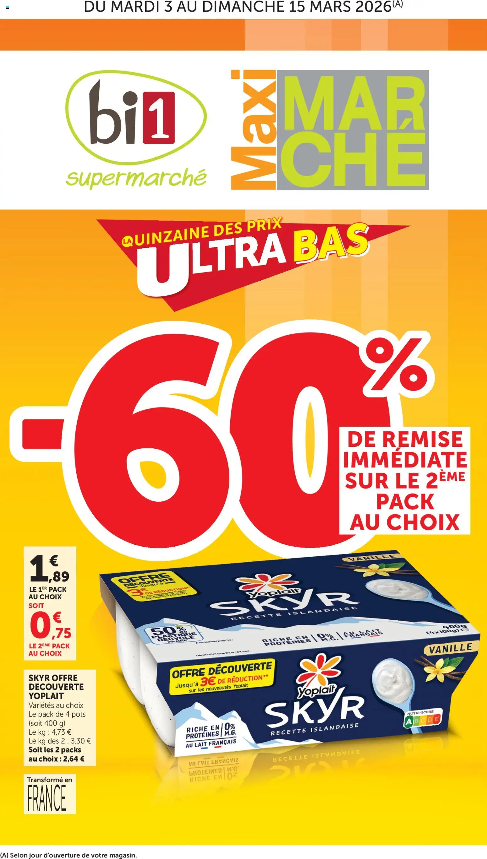 Prévisualisation de bi1 catalogue supermarché ultra bas -60% du magasin bi1 formulaire valide 03/03/2026