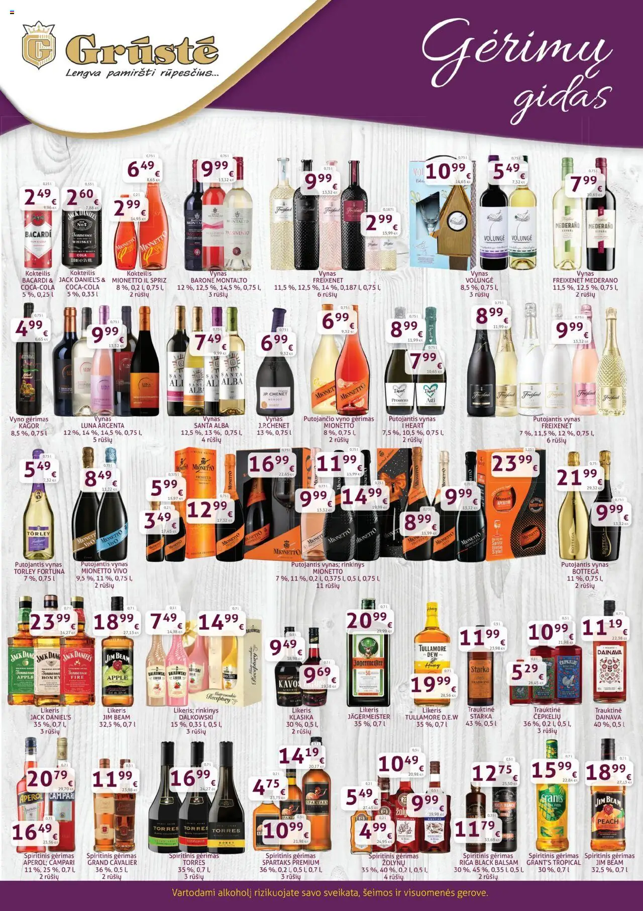 GRUSTE leidinys galioja nuo 2025.08.21 – puslapio numeris 1 - Vynas, Jägermeister