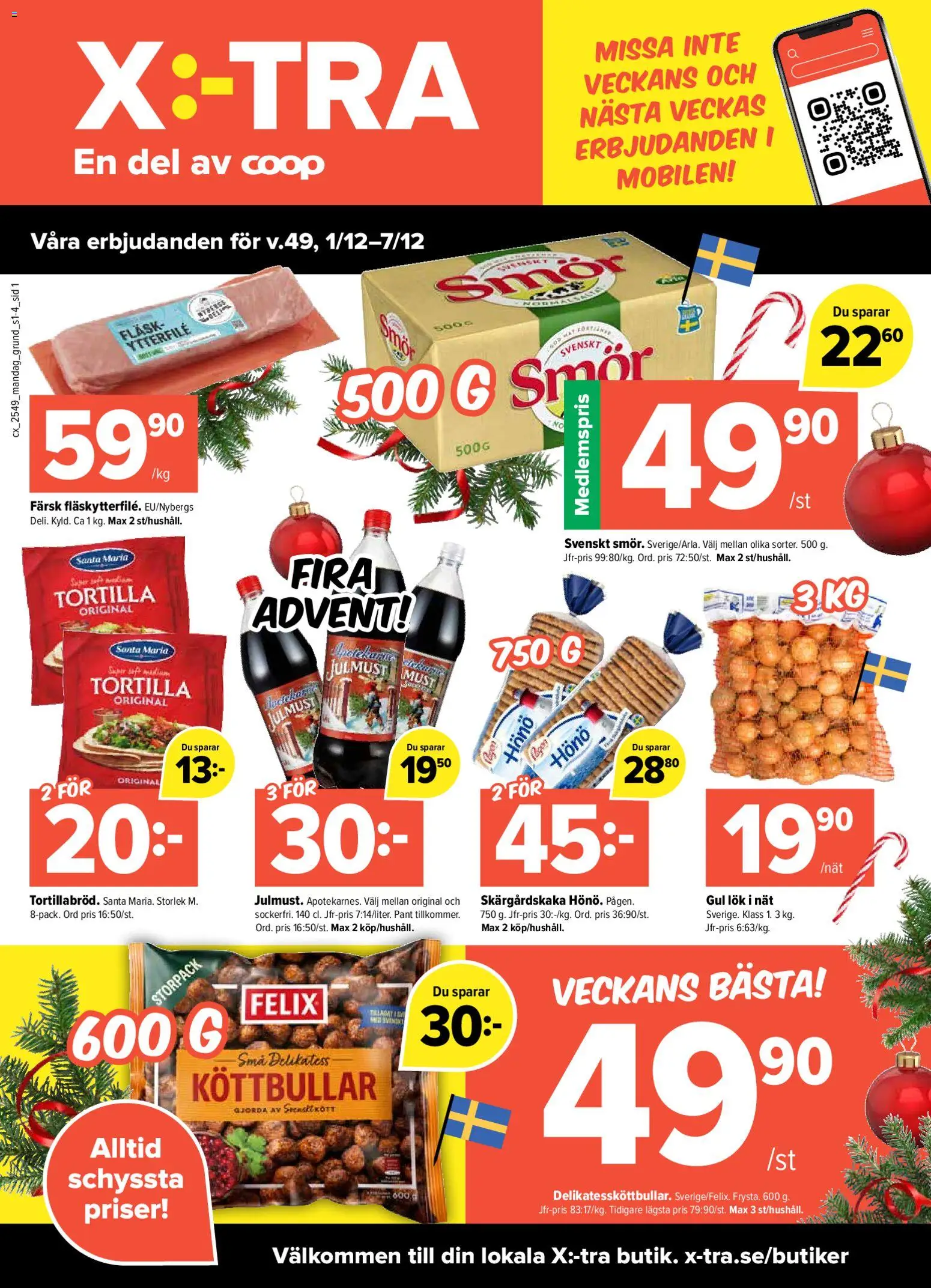 Förhandsgranska reklamblad Aktuella reklamblad Coop X:-TRA från butik Coop X:-TRA gäller från 01/12/2025