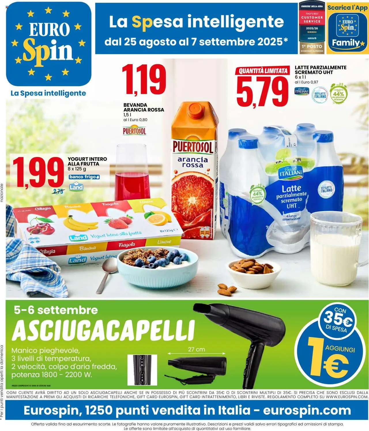 Volantino Eurospin valido da 25/08/2025 numero di pagina 1