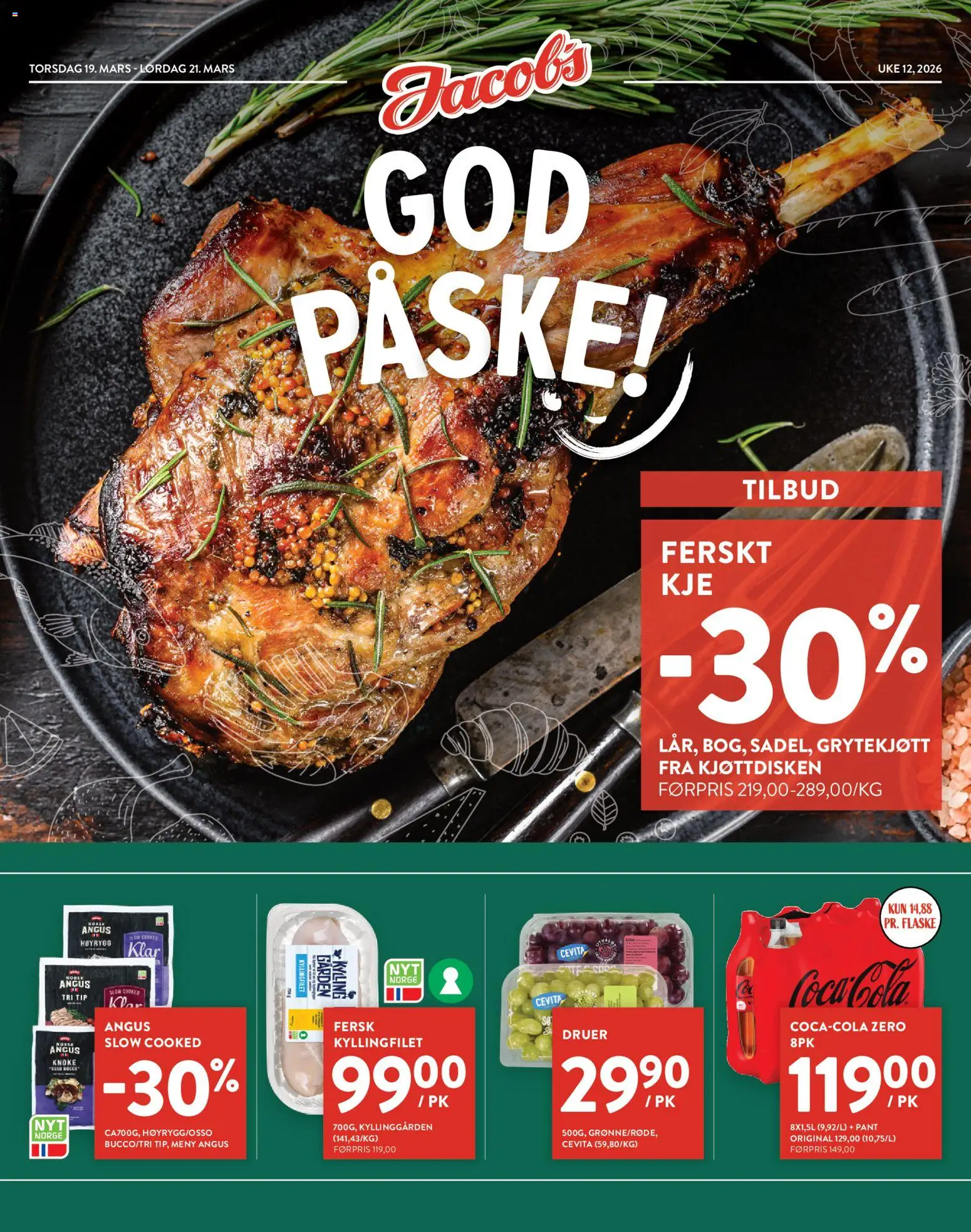 Forhåndsvis Jacobs kundeavis fra butikk Jacobs gyldig fra 19/03/2026