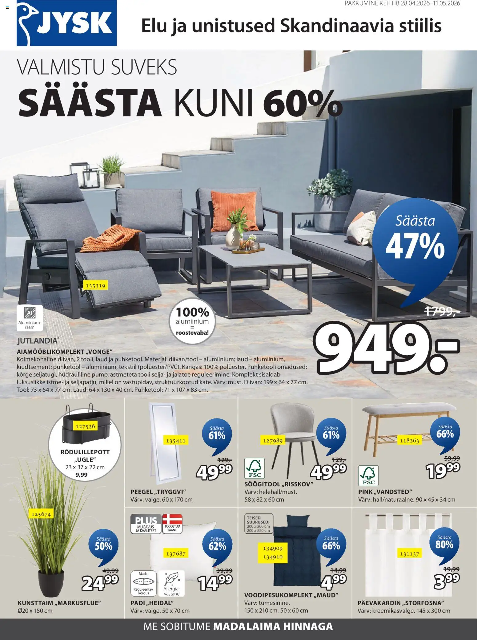 JYSK kliendilehe eelvaade alates 28.04.2026