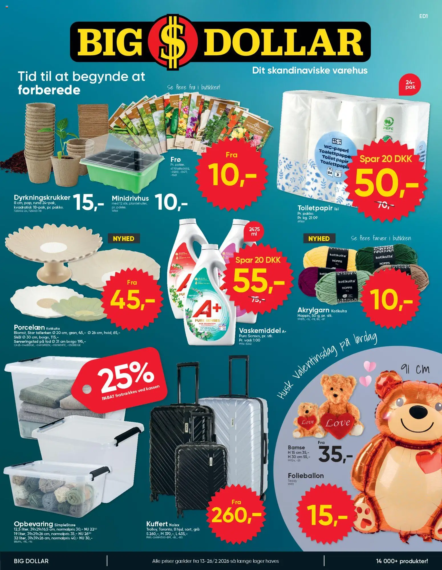Eksempel på tilbudsavis Tilbudsavis fra butik Bigdollar gyldig fra 13/02/2026 - Toilet, Kuffert