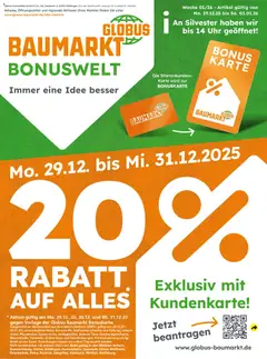 Vorschau von dem Prospekt des Geschäftes Globus Baumarkt, gültig ab dem 29.12.2025