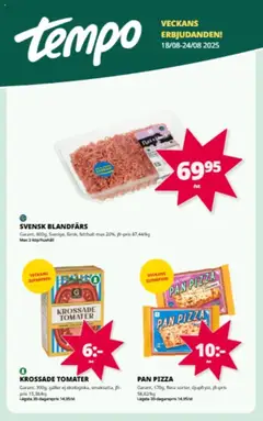 Förhandsgranska reklamblad Aktuella reklamblad Tempo från butik Tempo gäller från 18/08/2025