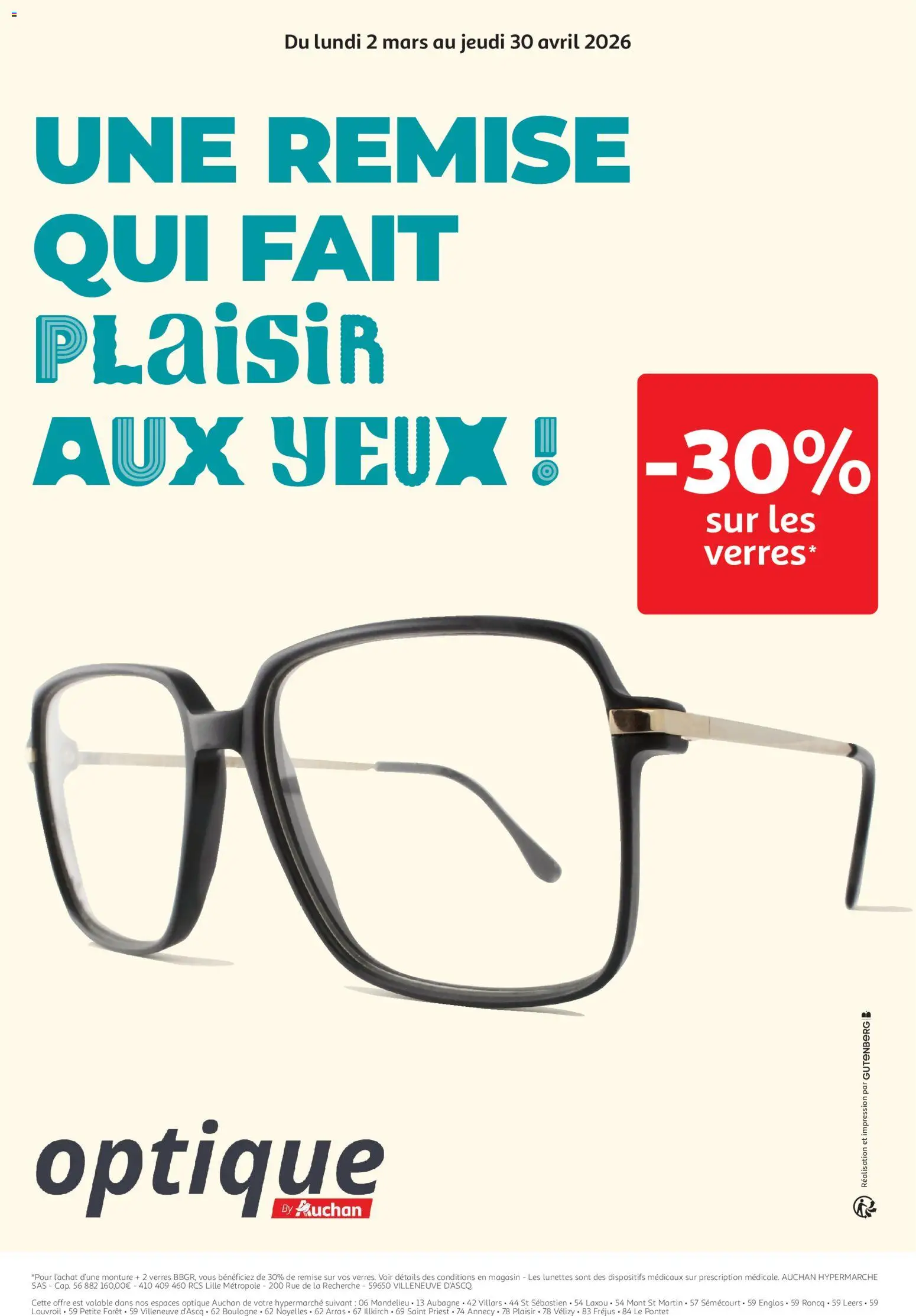 Prévisualisation de Promos optique du magasin Auchan formulaire valide 02/03/2025