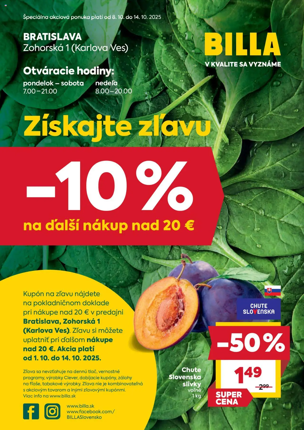 Billa leták od 08.10.2025 > Špeciálna ponuka Bratislava - Záhorská 1 online