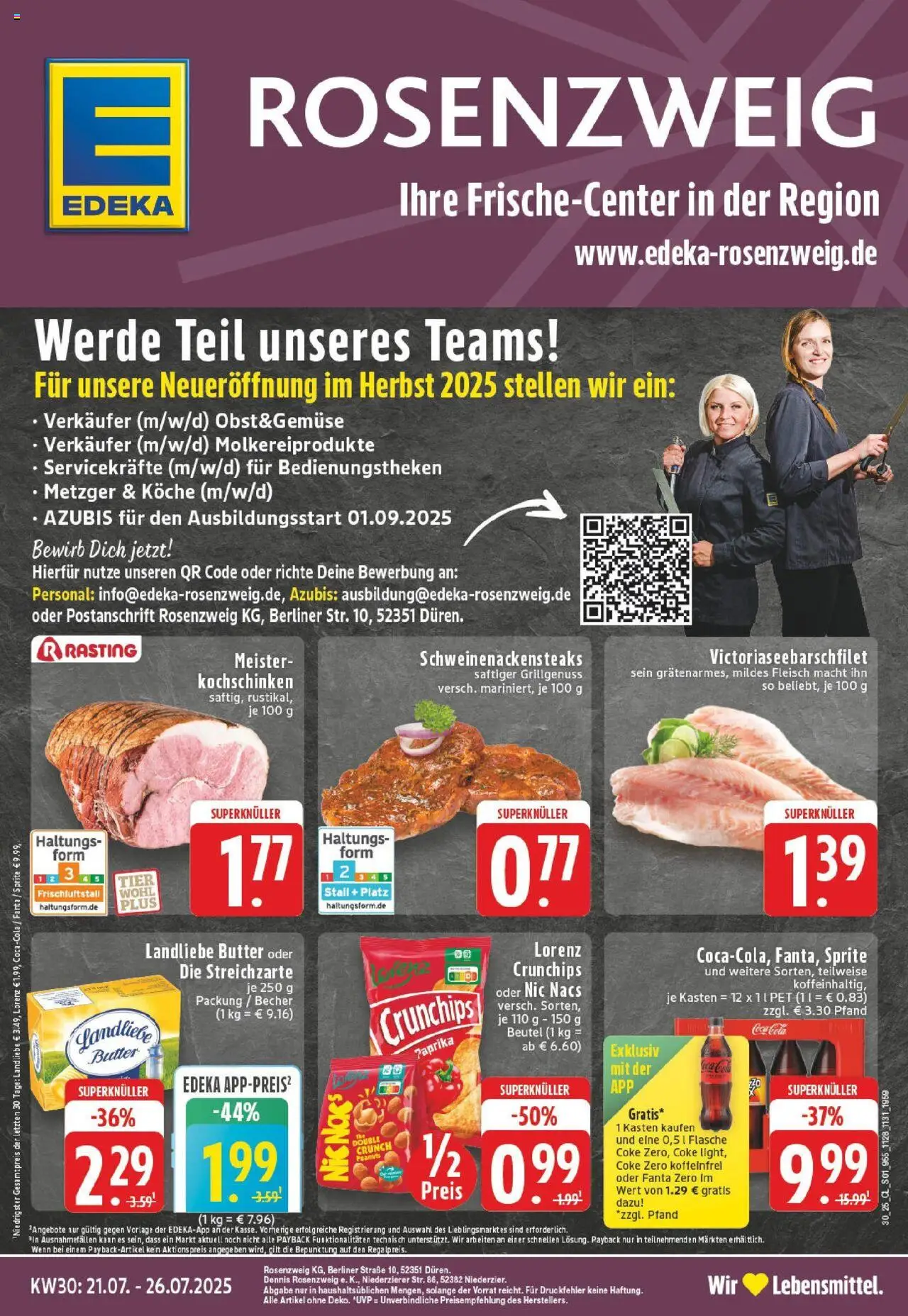 EDEKA Prospekt ab 20.07.2025 - Prospekt Zülpich Online - Coca cola, Cola, Berliner, Paprika, Fanta, Sprite, Landliebe butter, Lorenz crunchips