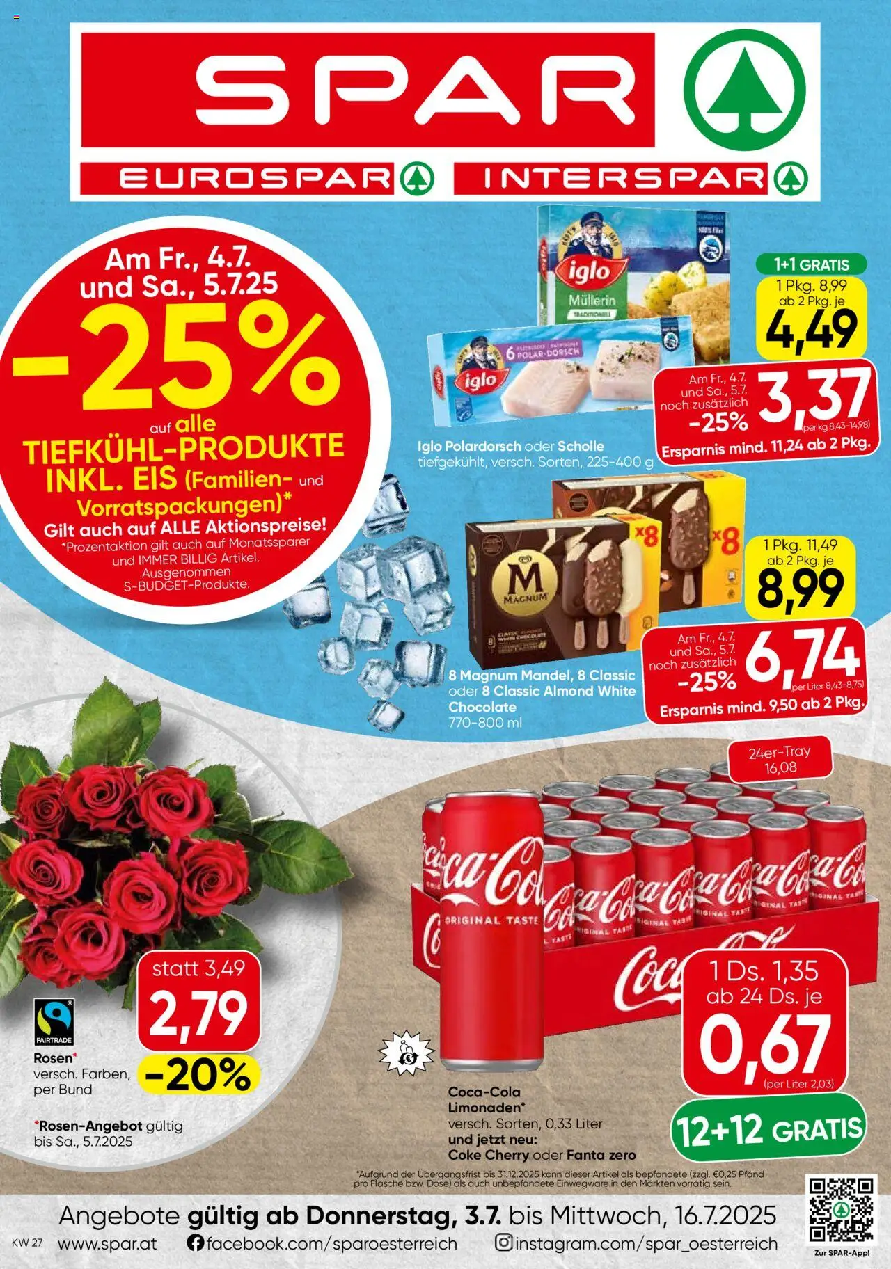  SPAR Flugblatt 03.07.2025 - Prospekt "Burgenland" - Seite 1 - Eis, Fanta