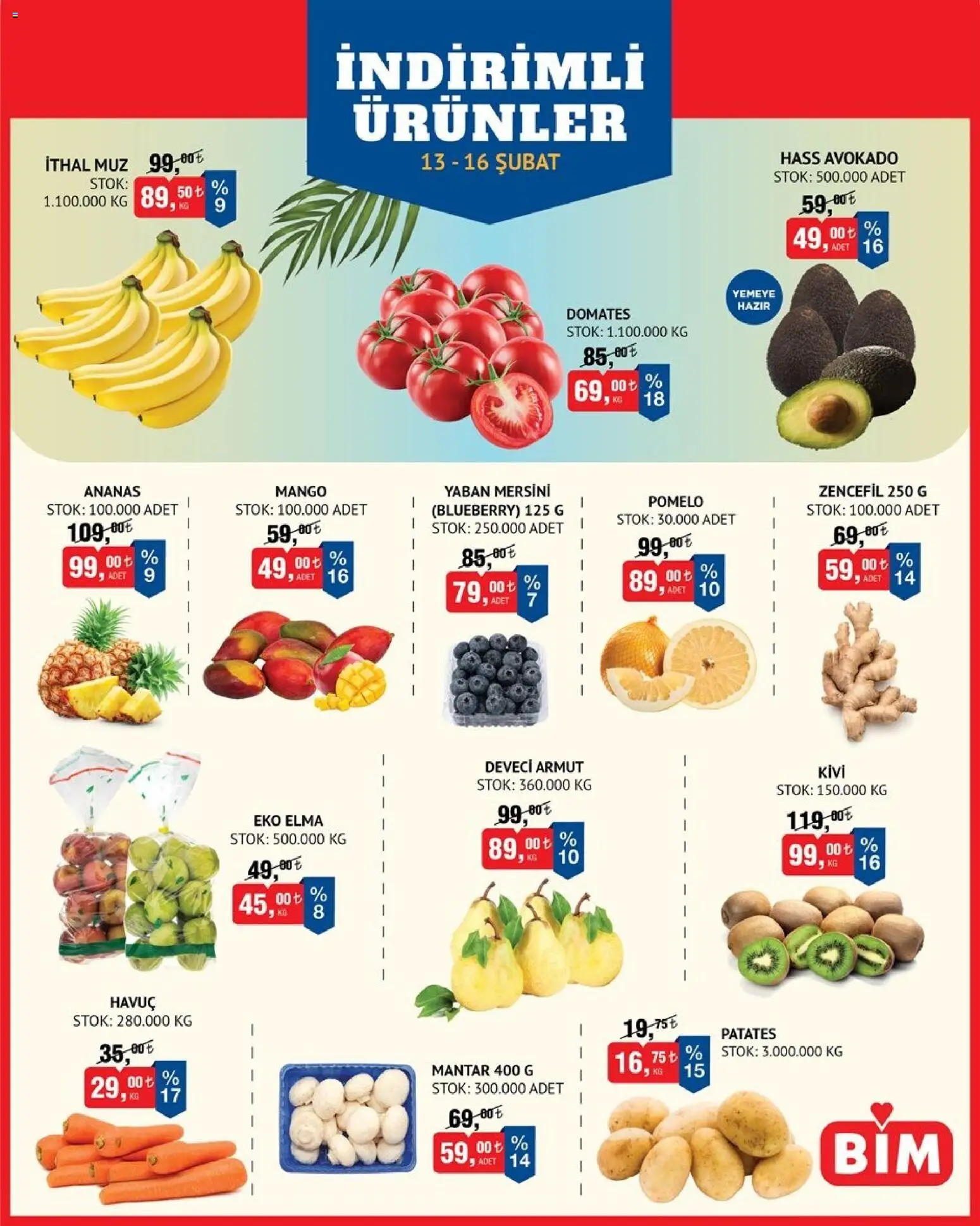BİM Meyve-Sebze, İndirim 13.02.2026 - Broşürünün önizlemesi