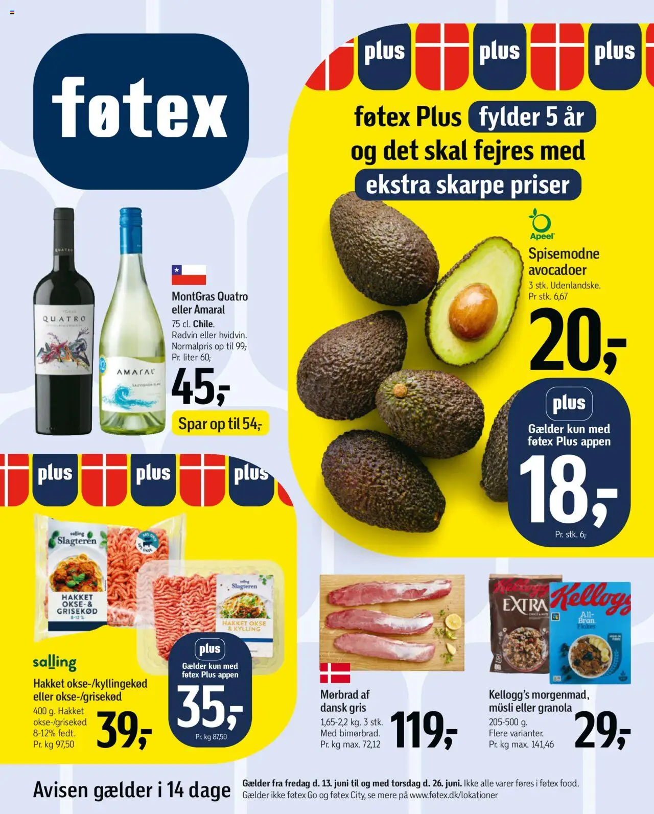 Føtex tilbudsavis gyldig fra 13/06/2025 - side 1 - Avocado, Müsli, Rødvin