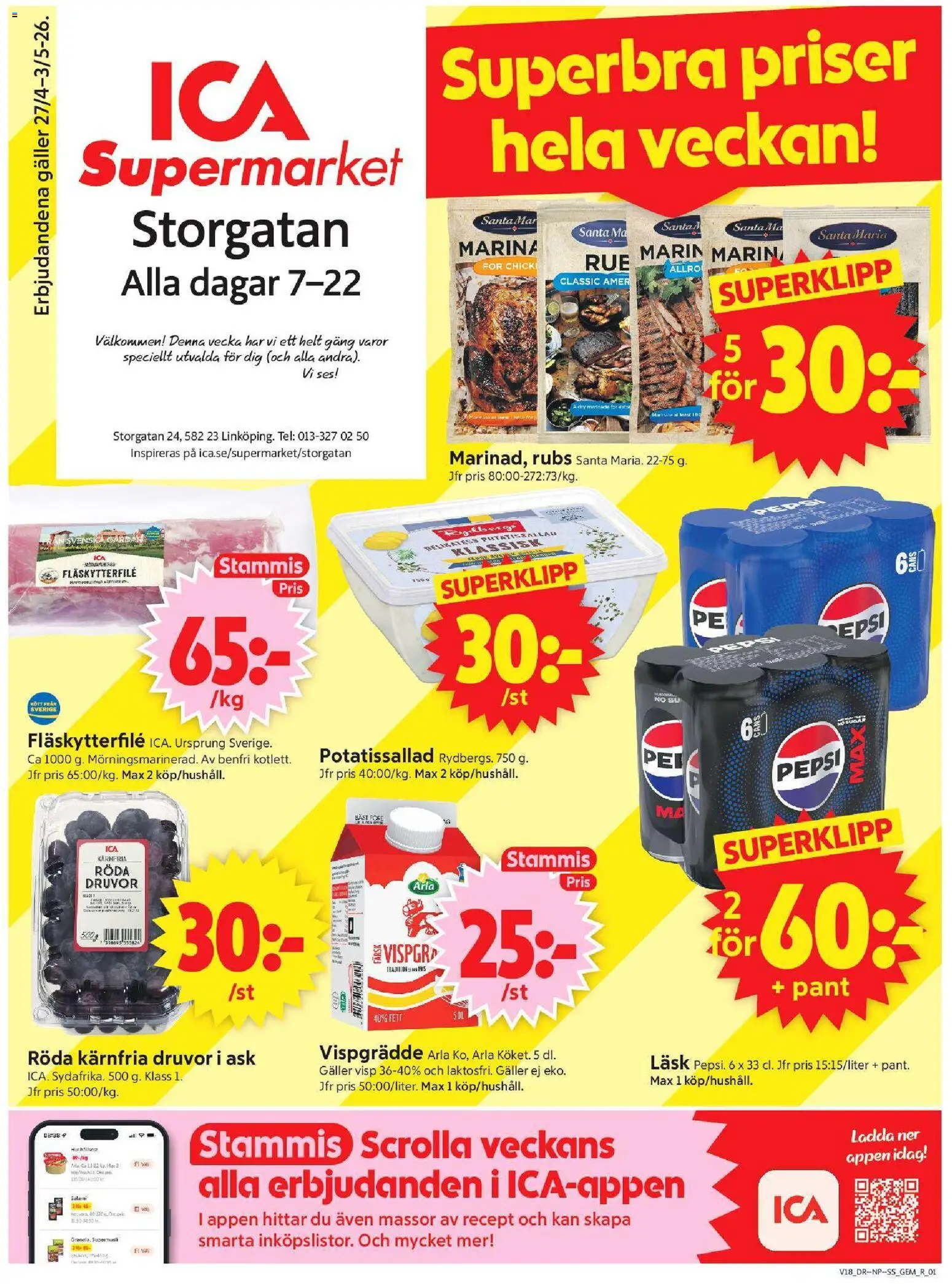 Förhandsgranska reklamblad Linköping från butik ICA Supermarket gäller från 27/04/2026
