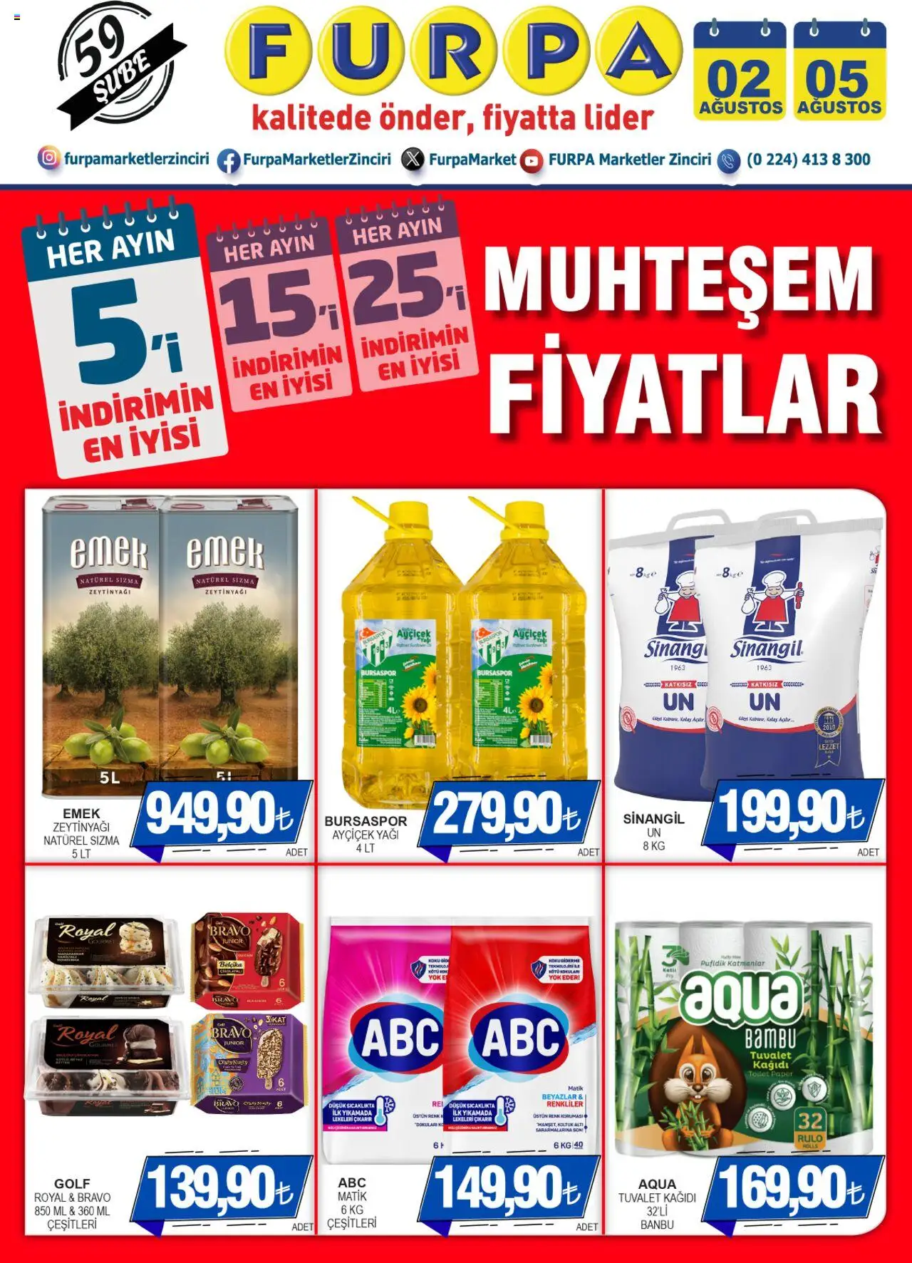 Furpa Katalog (02 - 05 Ağustos 2025) - Sayfa numarası 1 - Zeytinyağı, Koltuk, Tuvalet, Tuvalet kağıdı, Badem, Sızma zeytinyağı