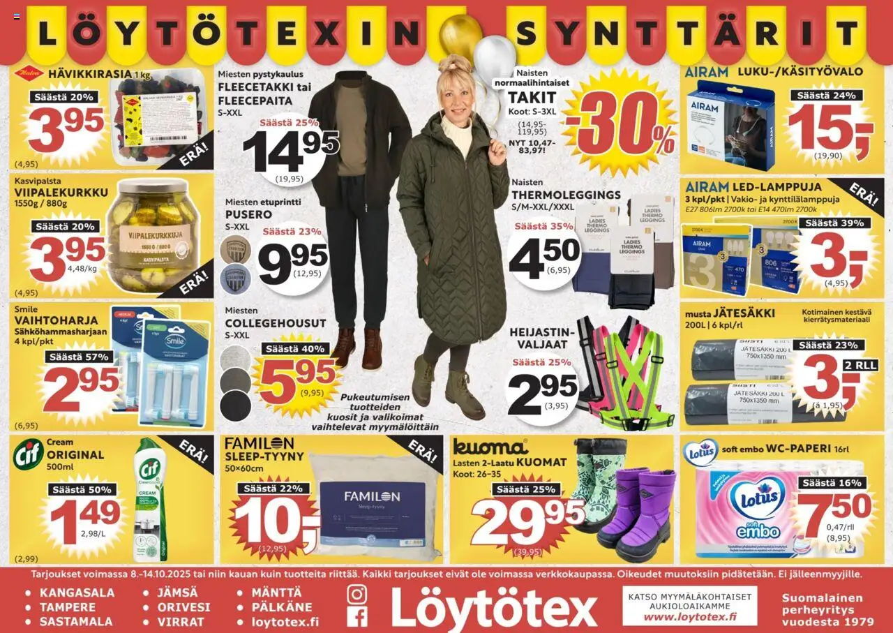 Löytötex-kaupan Tarjoukset voimassa 08/10/2025 - Sivulla 1