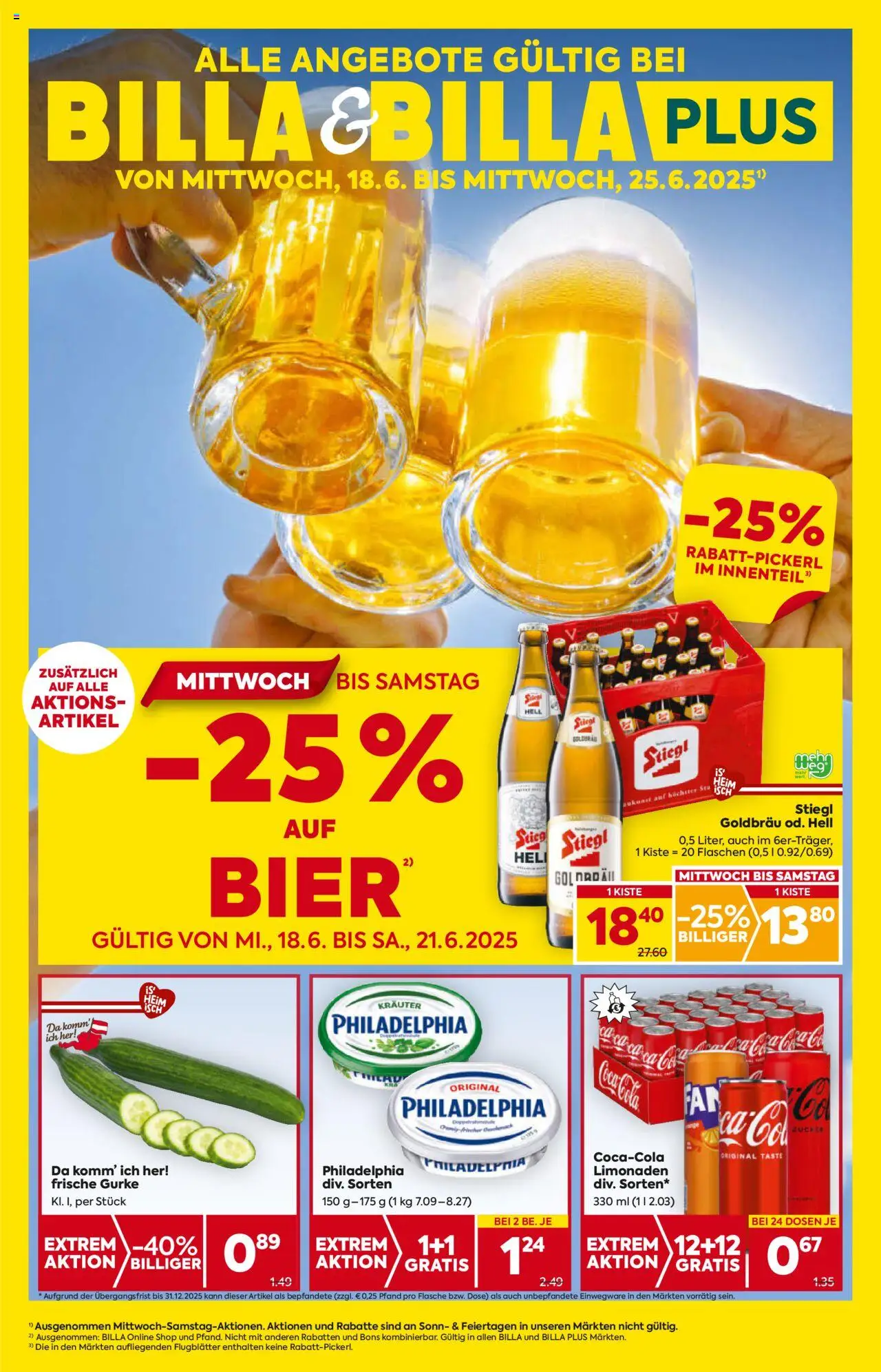  BILLA Flugblatt ab 18.06.2025 vorschau >> Salzburg - Seite 1 - Bier, Gurke
