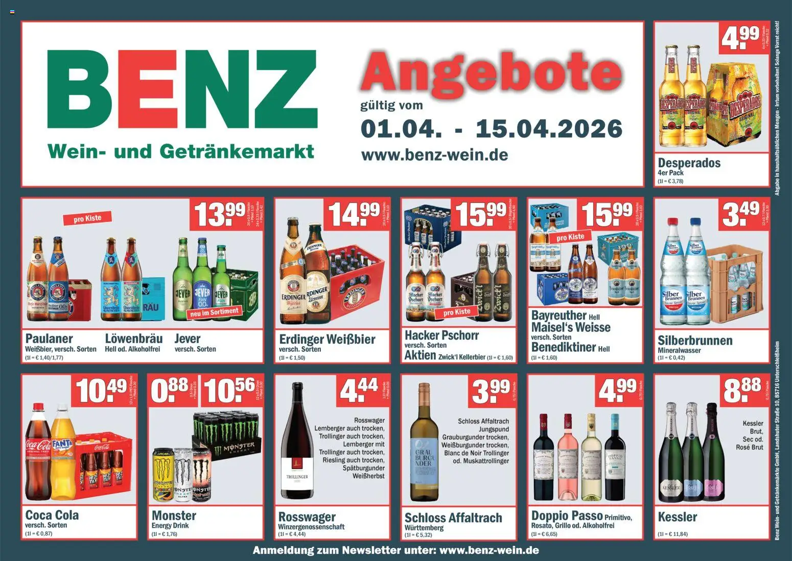 Vorschau von dem Prospekt des Geschäftes Benz Getränke, gültig ab dem 01.04.2026