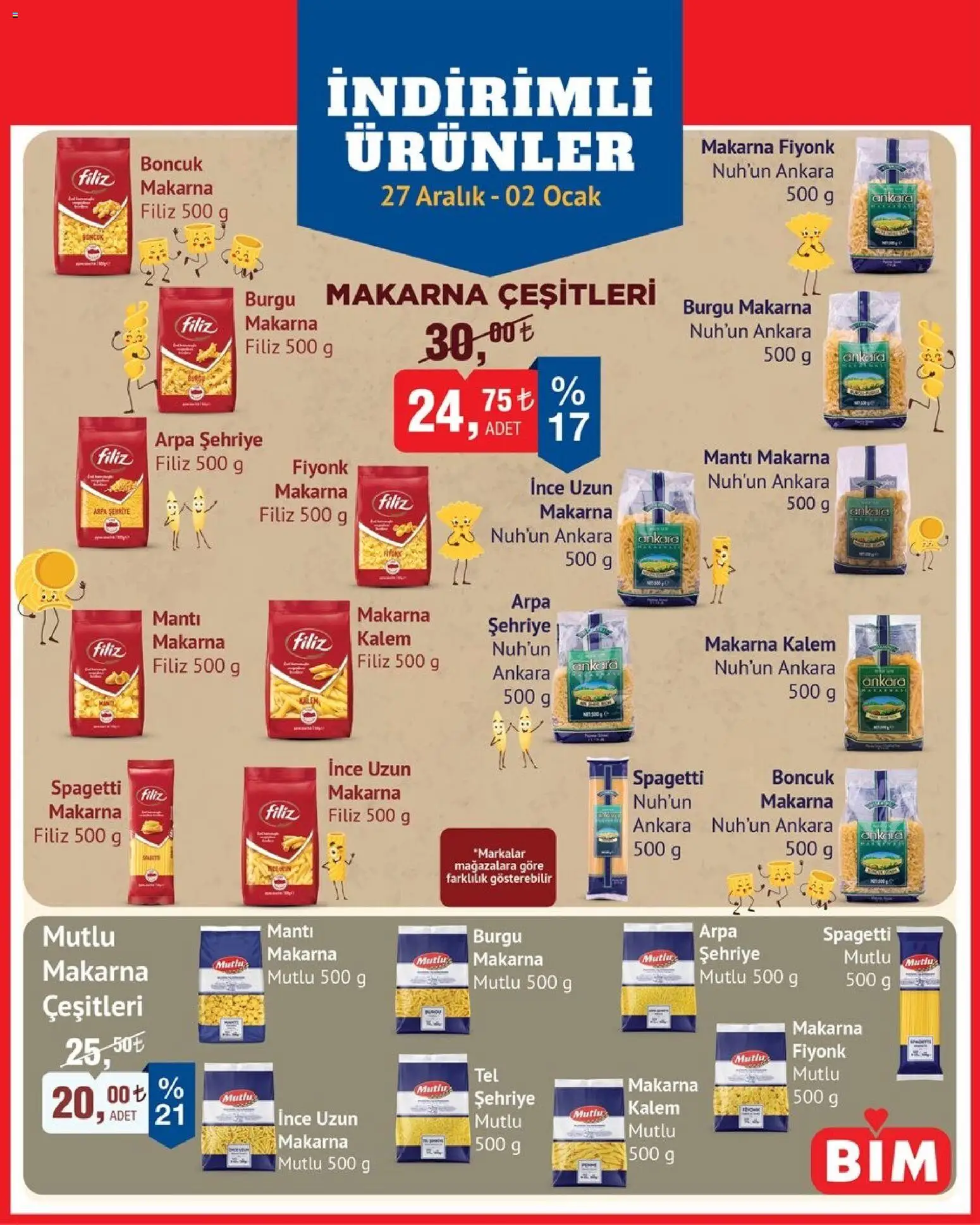 BİM İndirimli Ürünler 27.12.2025 - Broşürünün önizlemesi - Makarna, Ocak