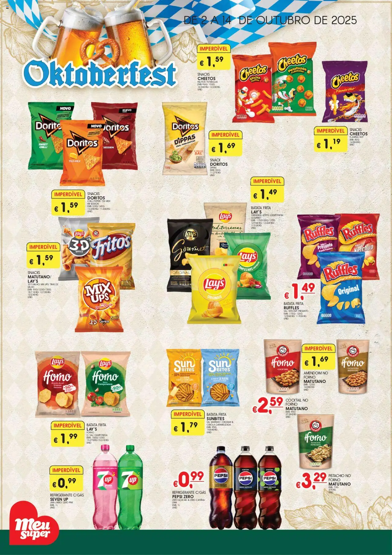 Meu Super Folheto de 02/10/2025 - catálogo esta semana - página 1 - Presunto, Lima, Cebola, Milho, Batata frita, Pepsi, Ketchup, Cheddar