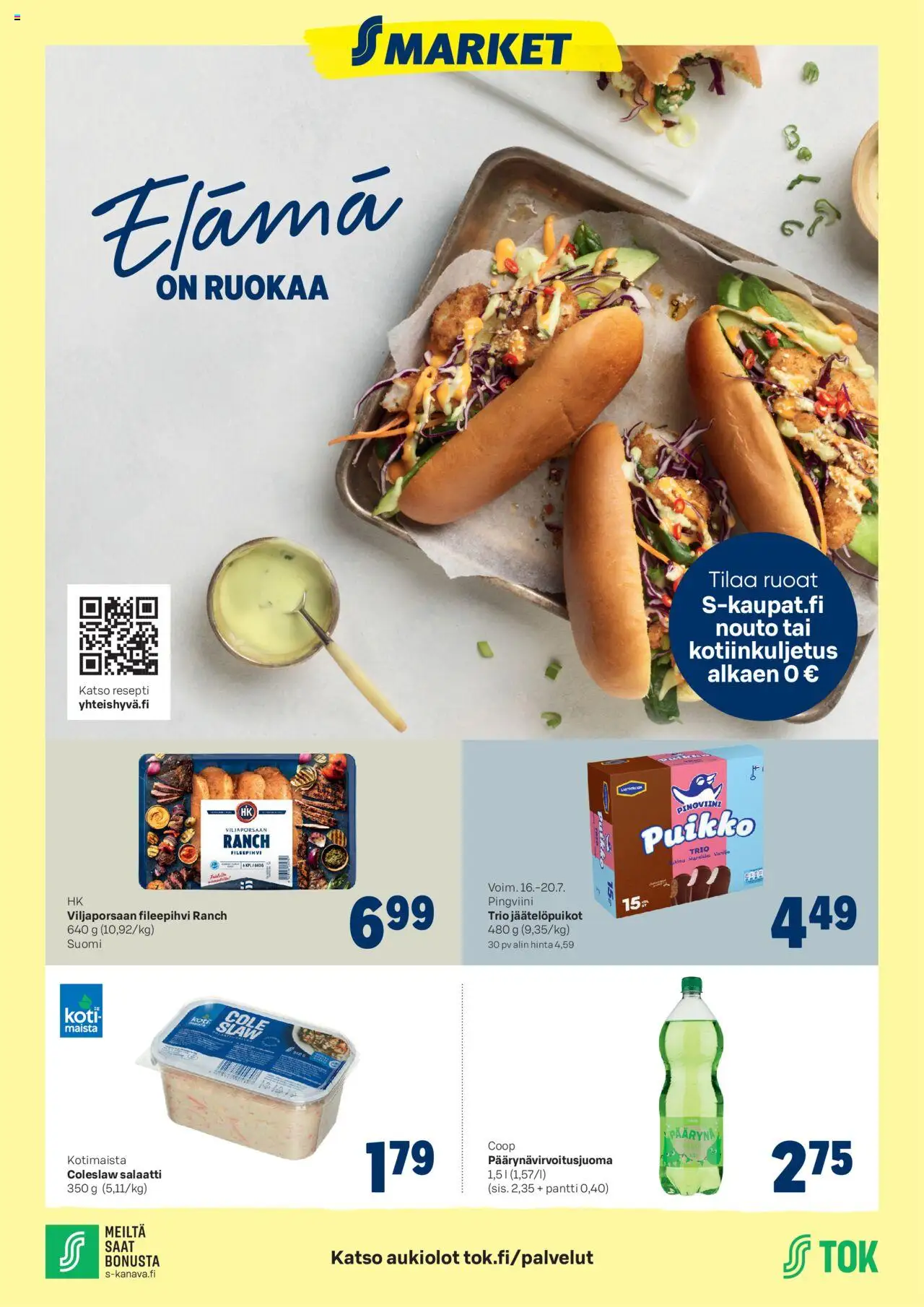 S-market-kaupan Tarjoukset - Elämä on ruokaa voimassa 16/07/2025 - Sivulla 1