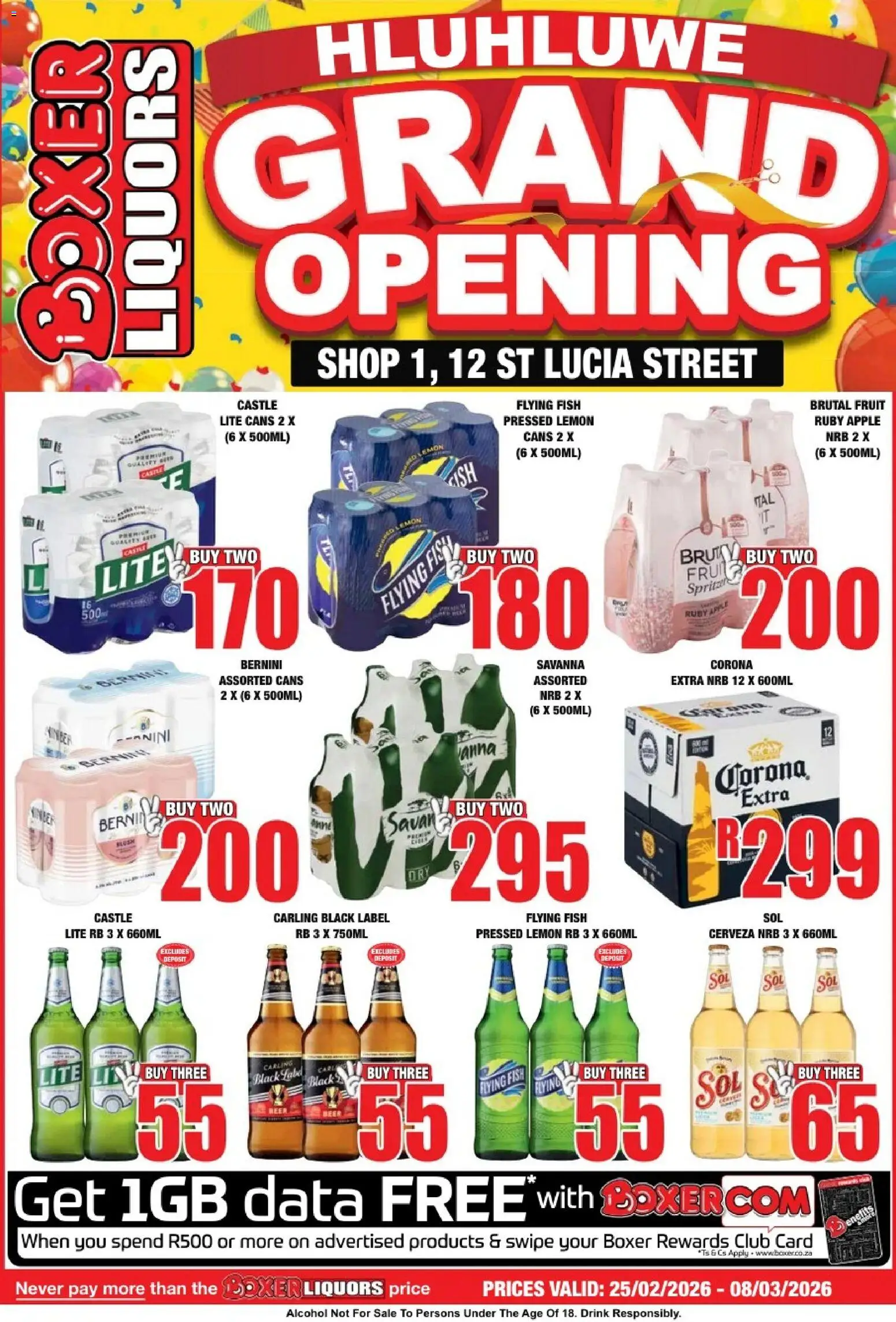 Preview of Boxer flyer valid from 25/02/2026 - Fish, Alcohol, Fruit, Data, Lemon
