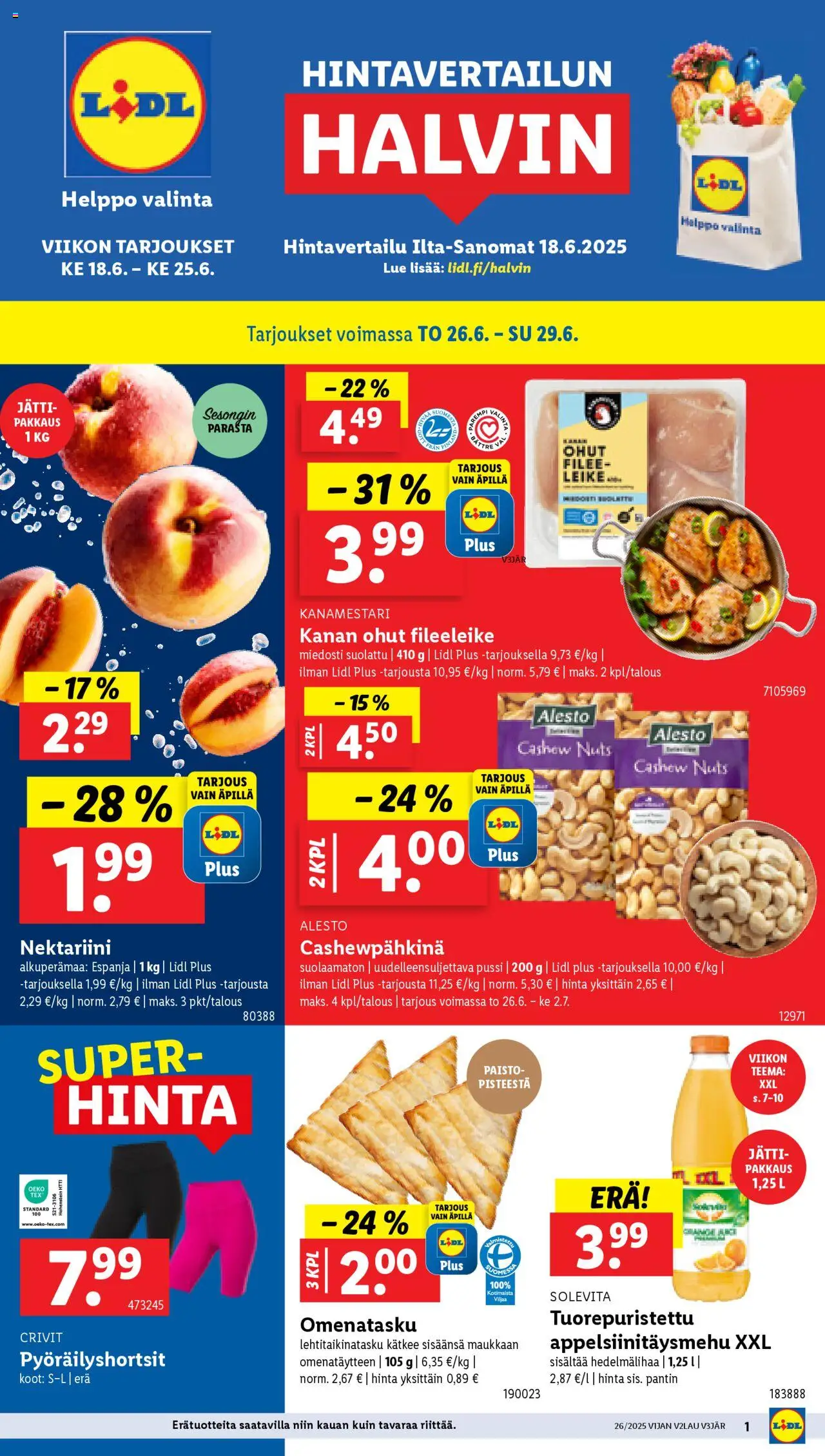 Lidl-kaupan Tarjoukset voimassa 26/06/2025 - Sivulla 1 - Nektariini