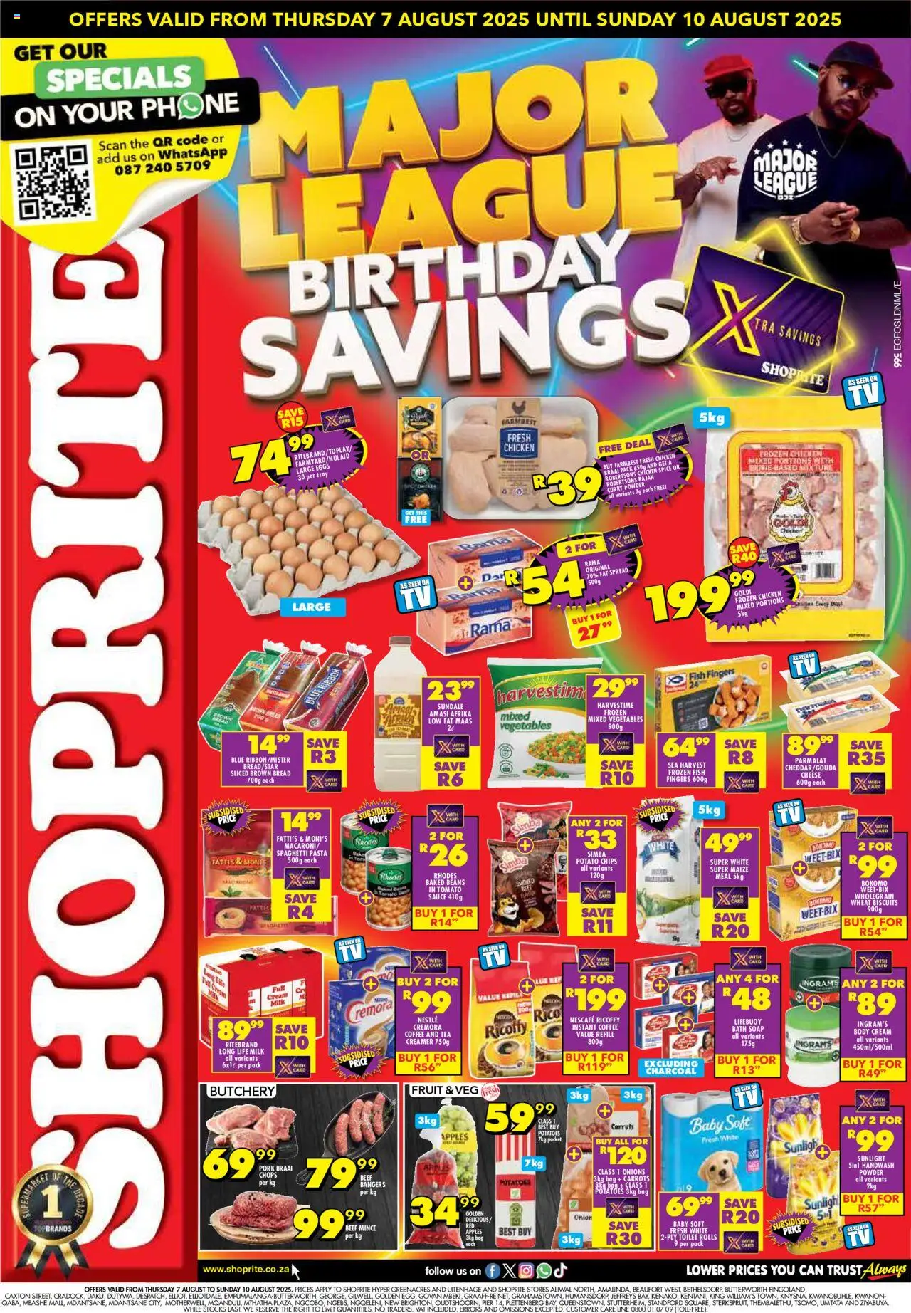 Shoprite Eastern Cape - Major League Deals 07/08 - 10/08/2025 >> Catalogue - Coffee, Fish, Bag, Toilet, Potatoes, Beans, Carrots, Frozen vegetables