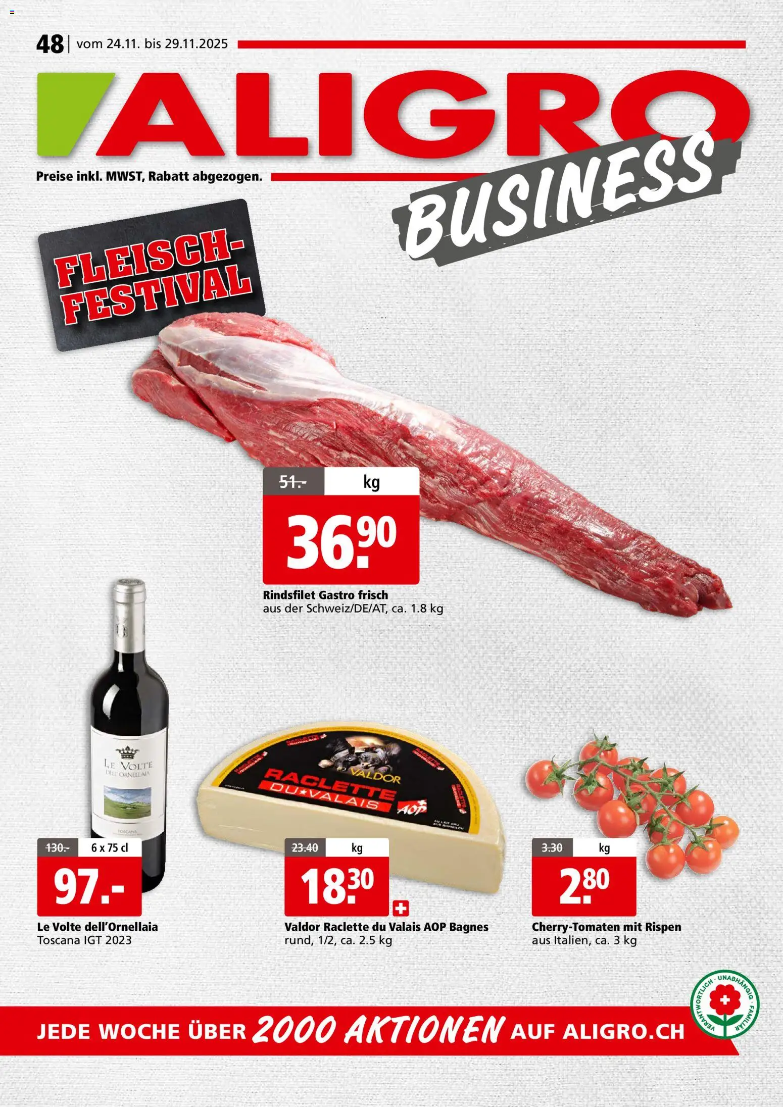 Vorschau des Merkblatts Aktionen Business Chavannes, Matran, Genf, Sitten vom Shop Aligro gültig von 24.11.2025 bis 29.11.2025