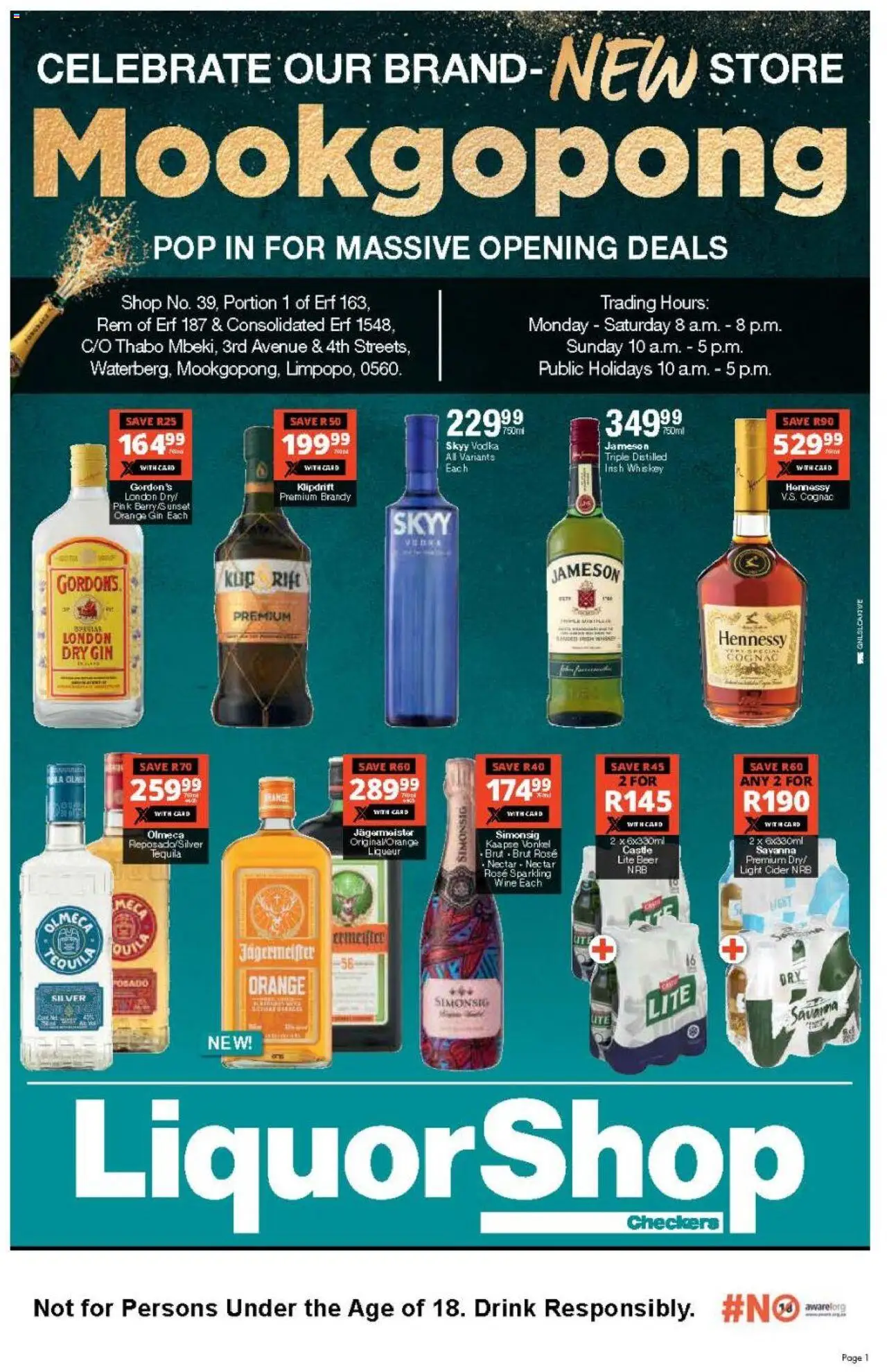 Checkers Gauteng - LiquorShop Mookgopong Store Opening 29/09 - 12/10/2025 >> Catalogue