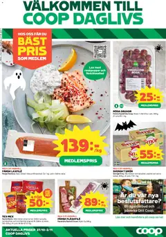 Förhandsgranska reklamblad Aktuella reklamblad Coop Daglivs från butik Coop Daglivs gäller från 27/10/2025