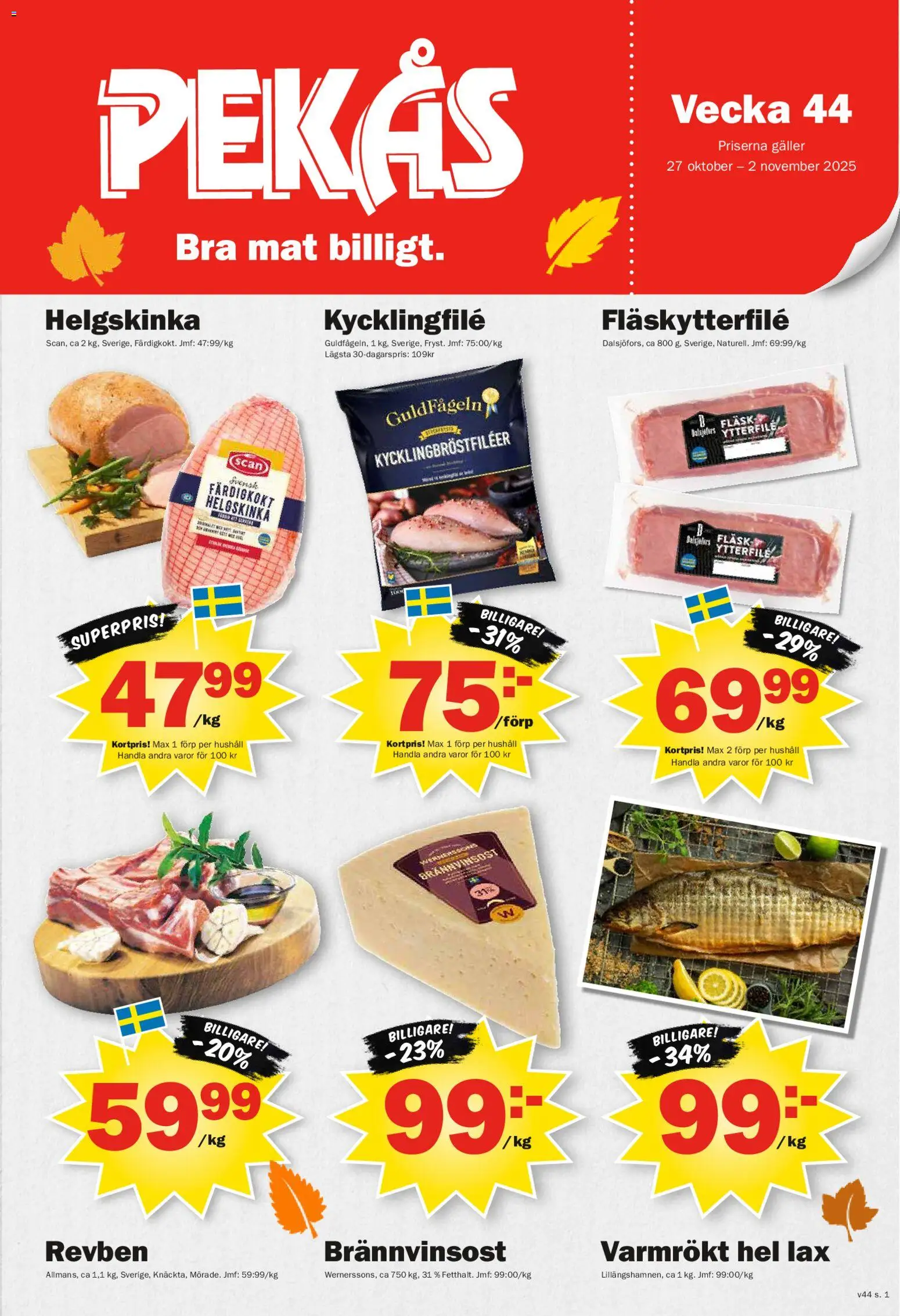 Aktuella reklamblad Pekås är giltig 27/10 2025 > Veckans Erbjudanden gäller från 27/10/2025 till 02/11/2025 sidnummer 1