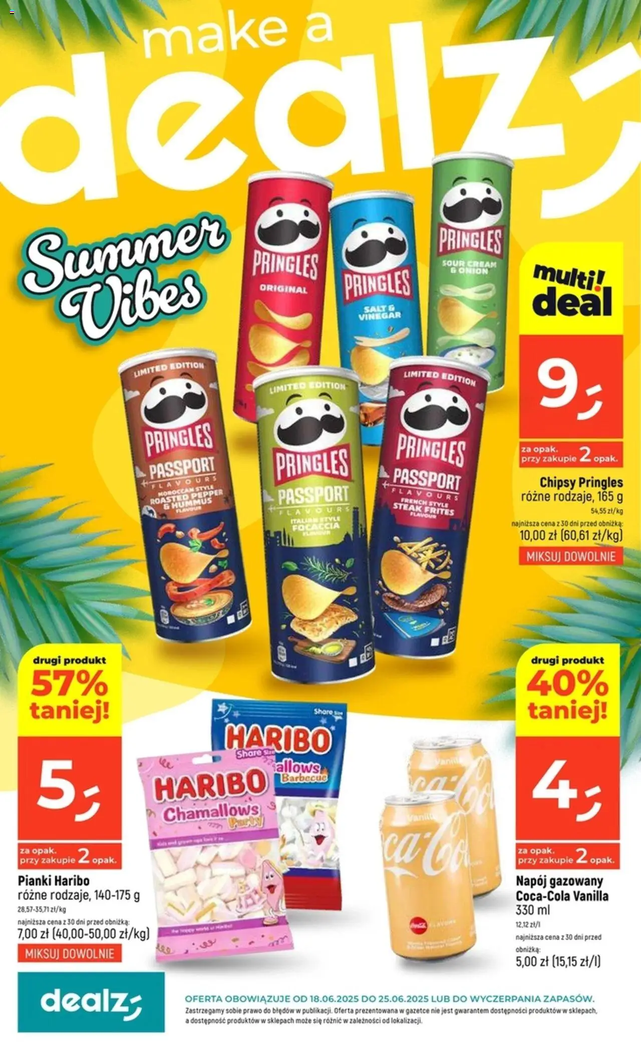 Dealz Gazetka od 18.06.2025 - Nowa Gazetka - Numer strony 1 - Focaccia, Chipsy, Pringles, Hummus, Pianki, Chipsy pringles