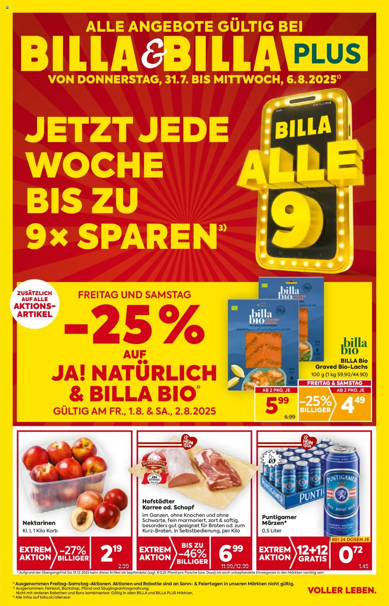 Billa AT aktuális szórólap, érvényes 2025.07.31.-től - 1 oldal