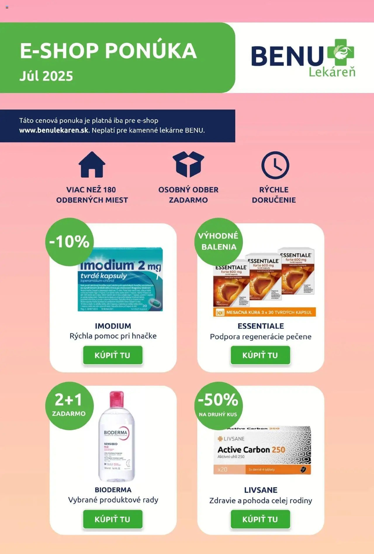 BENU Lekáreň Leták pre E-shop (01.07. - 31.07.2025) - Akčná ponuka - Bioderma