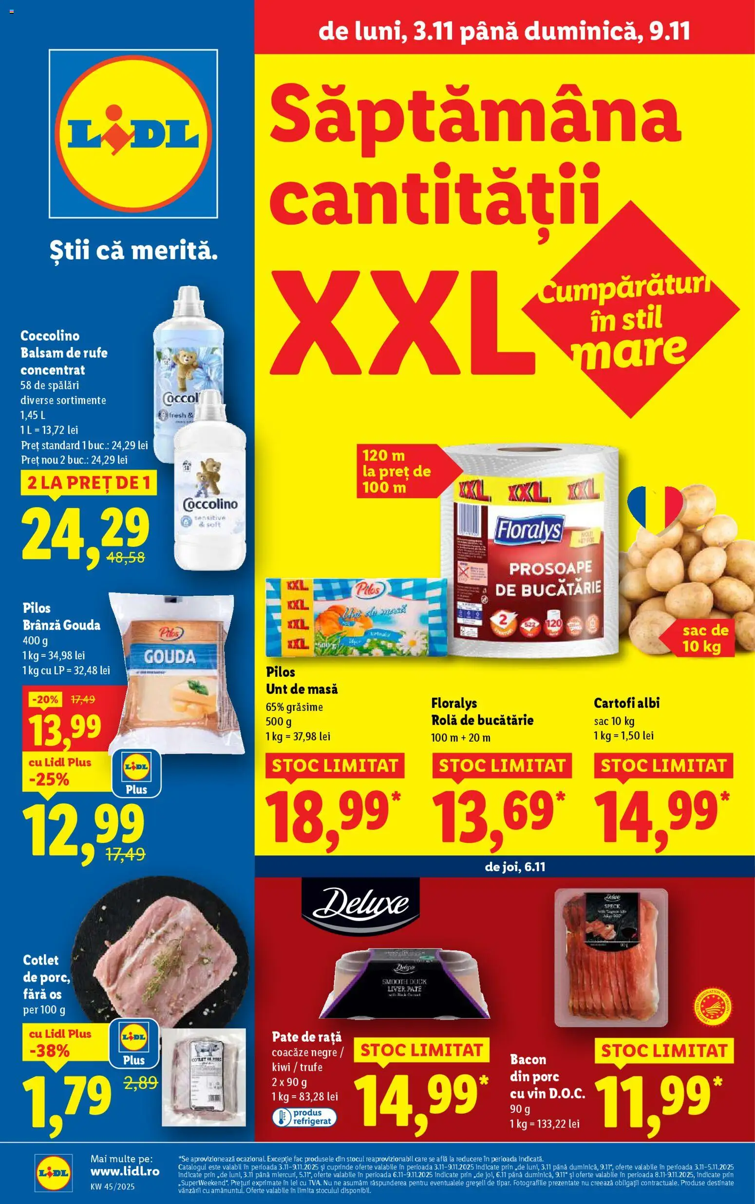 Previzualizarea de cataloage: Lidl Catalog nou valabil de la 03.11.2025 - Masă, Bucătărie, Bacon, Unt, Balsam de rufe, Gouda, Deluxe, Pilos