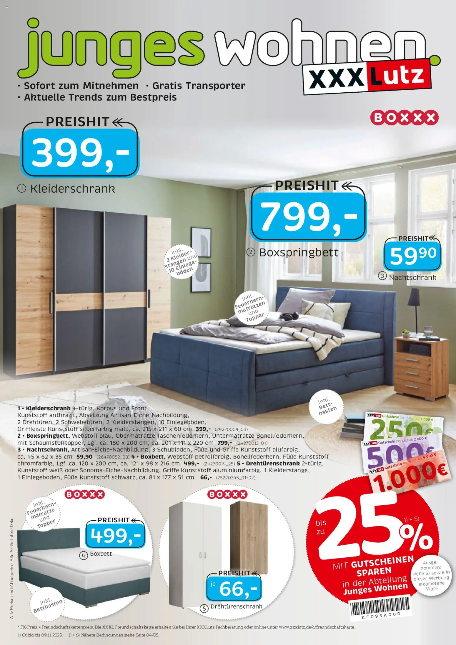 XXXL Lutz Junges Wohnen (vom 26.10.2025 - 09.11.2025) - Kleiderschrank, Boxspringbett, Matratze, Bett, Topper, Drehtürenschrank, Federkern Matratze
