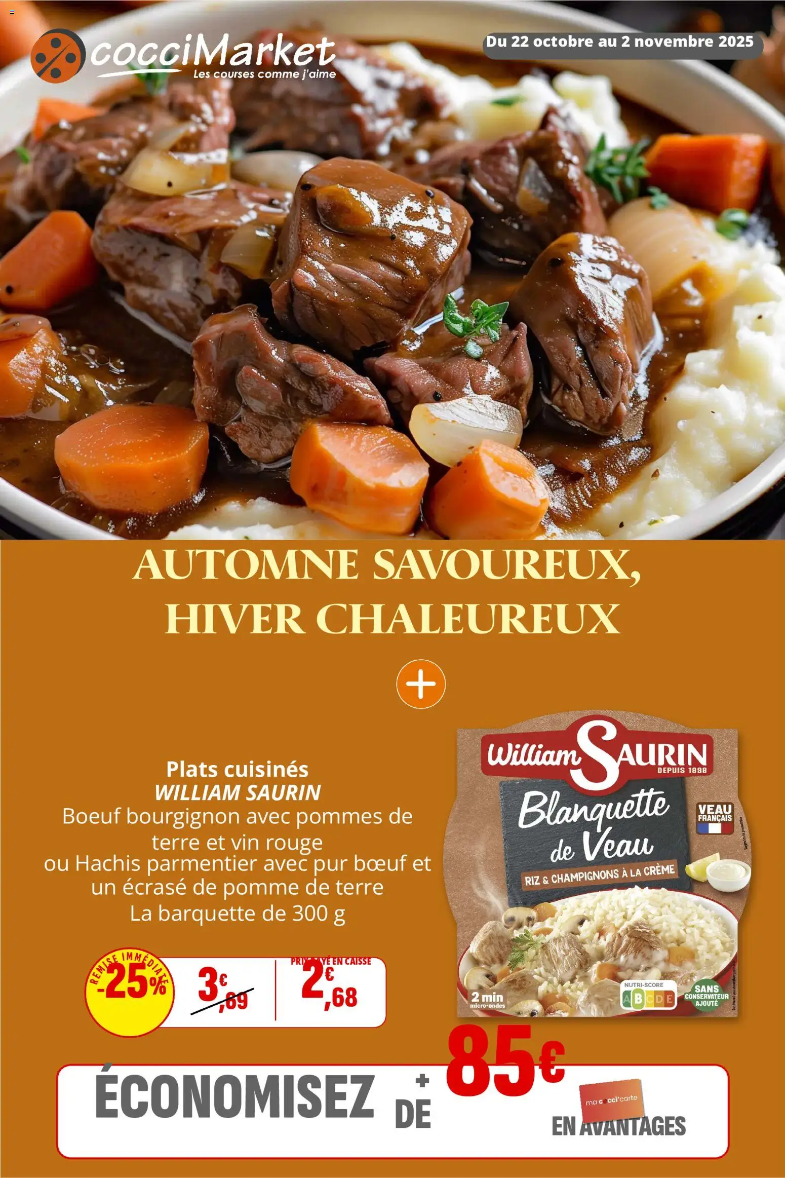 Market de la boutique Coccinelle valable du 22/10/2025 - Page numéro 1 - Pomme, Pomme de terre, Riz, Crème, Champignons, Vin rouge, Pommes, Plats cuisinés