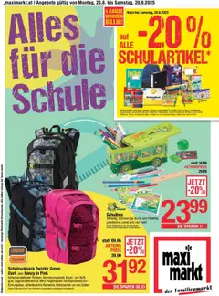 Vorschau der Angebote: Maximarkt Alles für die Schule Haid, Anif, Linz gültig ab 25.08.2025