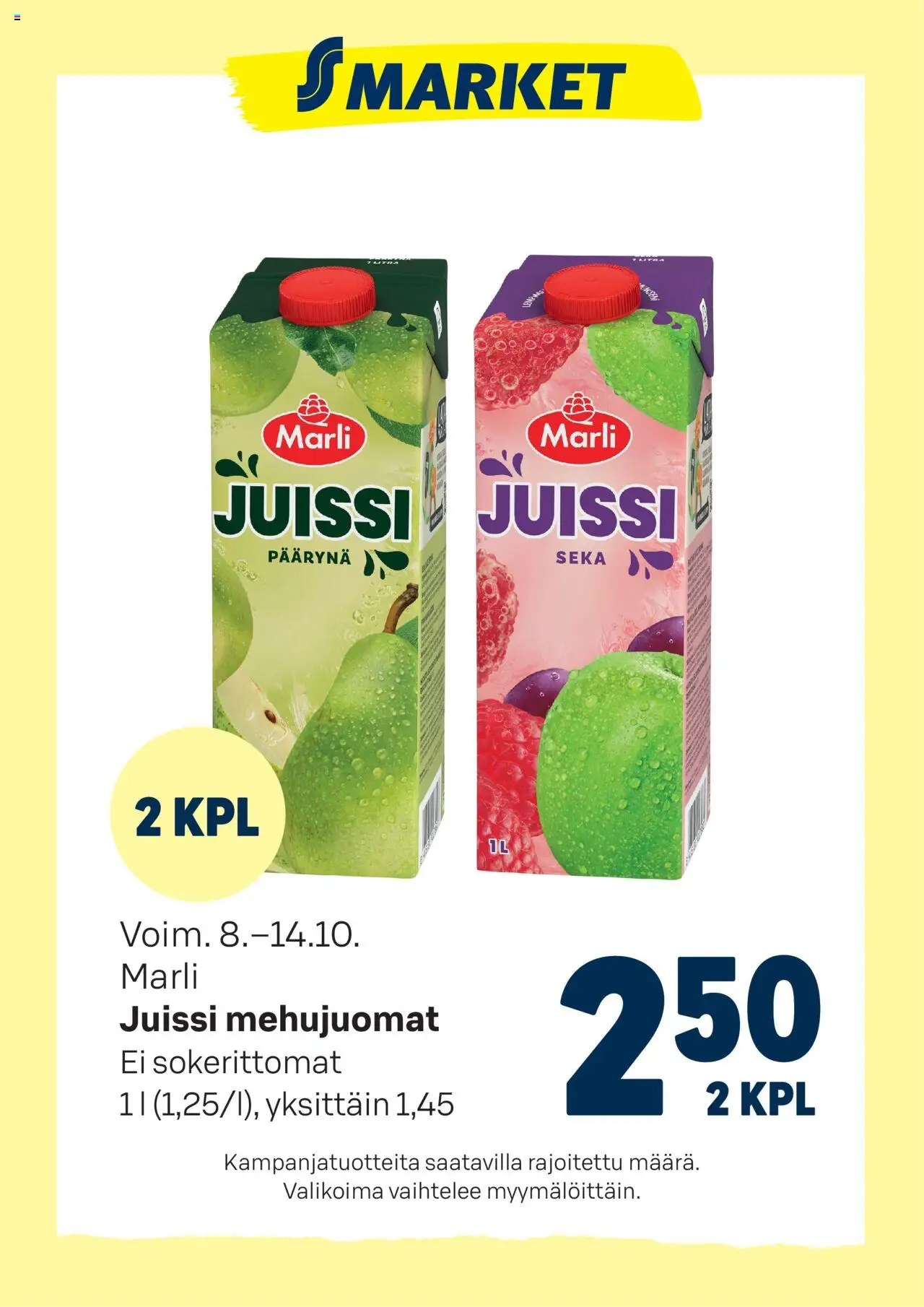 S-market-kaupan Tarjoukset Juissi voimassa 08/10/2025 - Sivulla 1