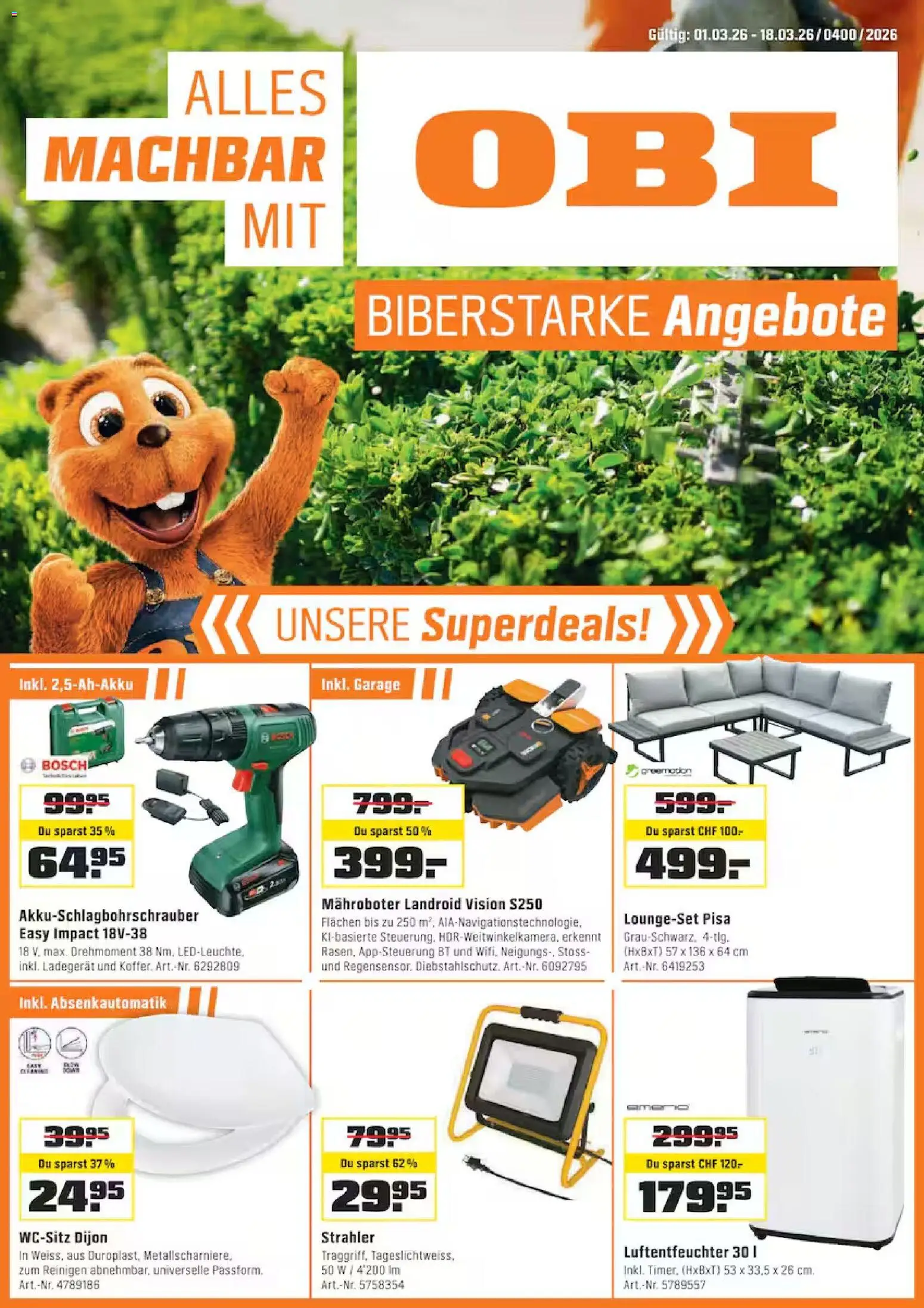 Vorschau des Merkblatts OBI aktionen vom Shop OBI gültig von 01.03.2026 bis 18.03.2026 - Bosch, Ladegerät