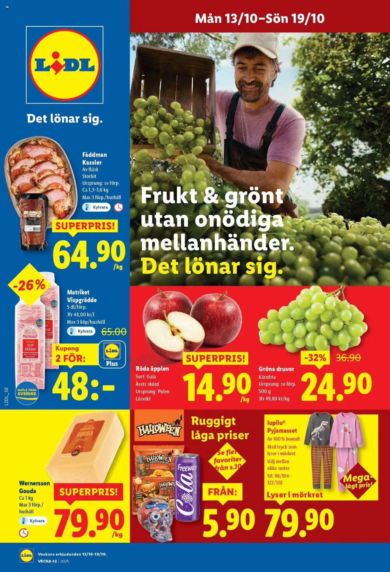 Aktuella reklamblad Lidl är giltig 13/10 2025 > Veckans Erbjudanden gäller från 13/10/2025 till 19/10/2025 sidnummer 1