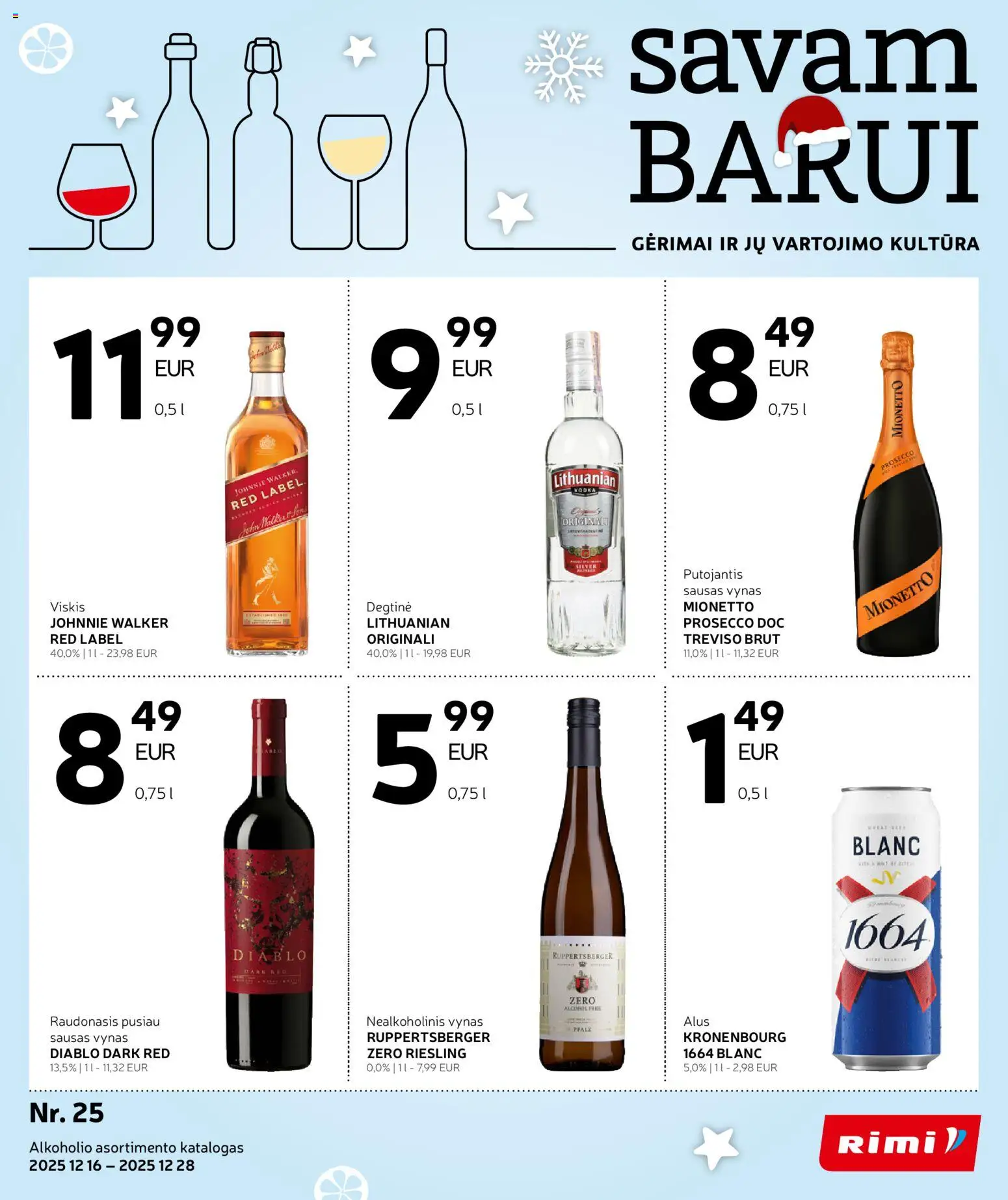 Rimi parduotuvės leidinio Leidinys - Alkoholinių gėrimų galiojančio nuo 2025.12.16 peržiūra