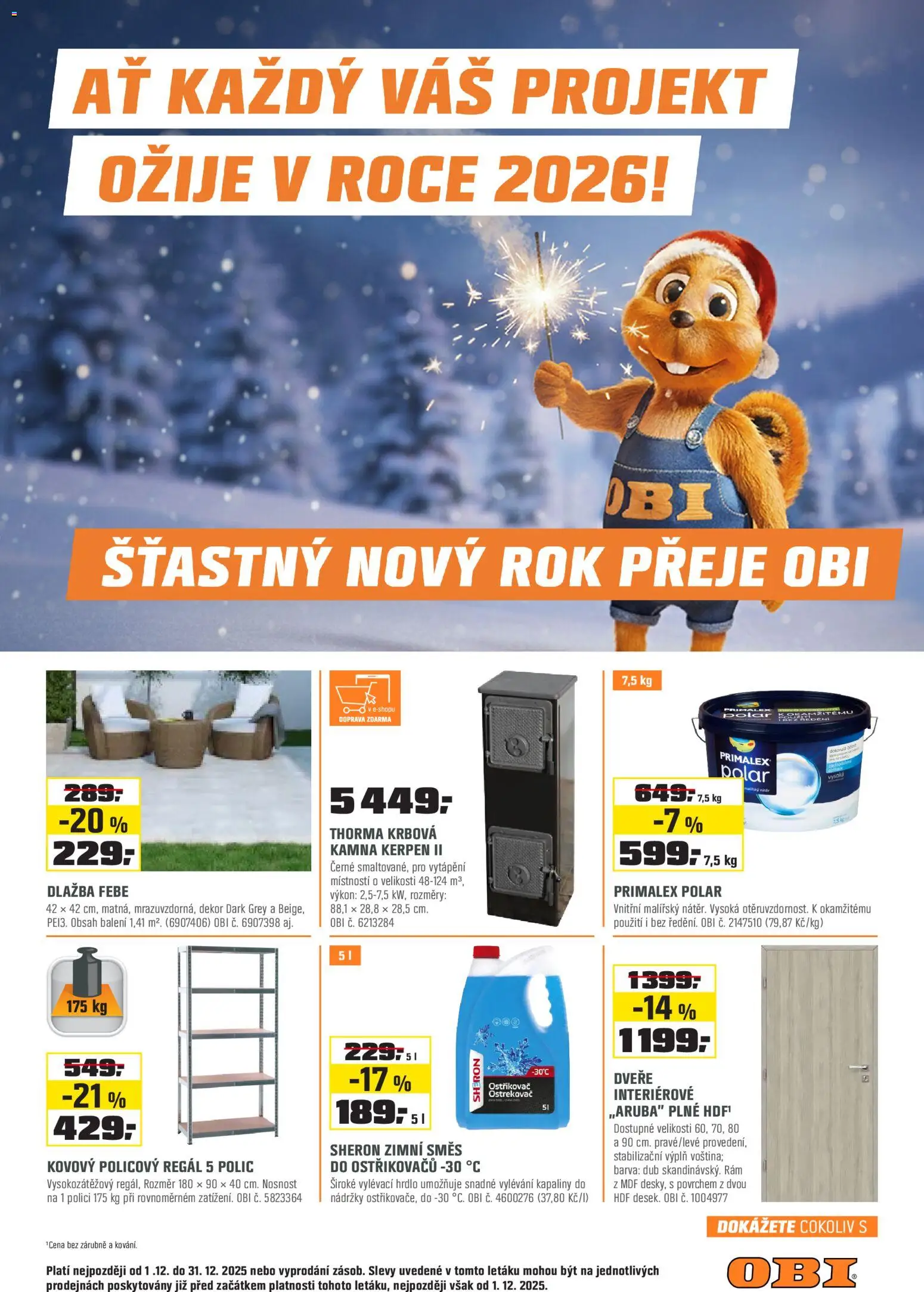 Náhled nabídky: OBI Leták - Králův Dvůr, Plzeň,Trmice platný od 01.12.2025 - Dveře, Regál, Krbová kamna, Dlažba, Primalex, Primalex Polar