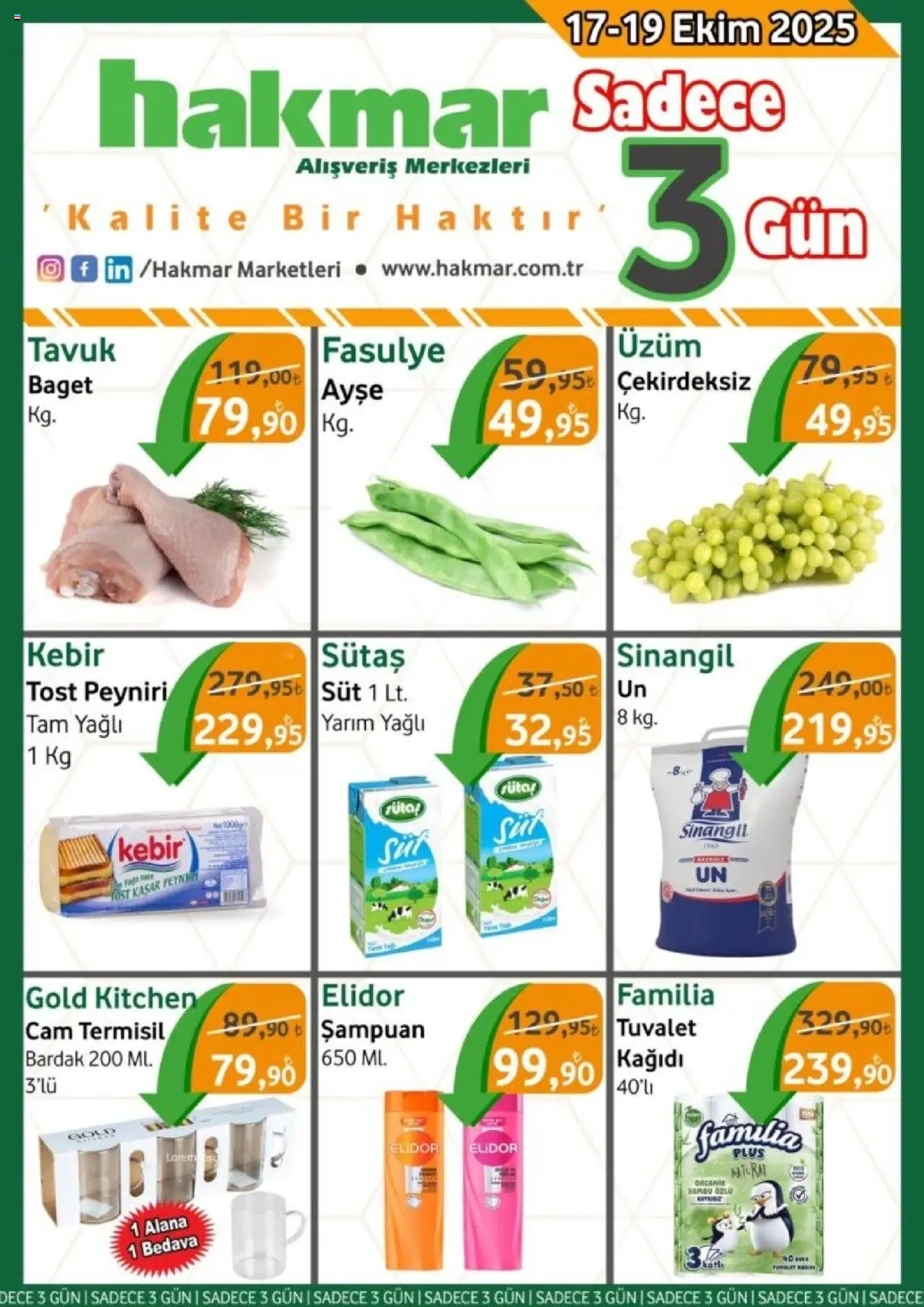 Hakmar Katalog Sadece 3 Gün (17 - 19 Ekim 2025) - Sayfa numarası 1