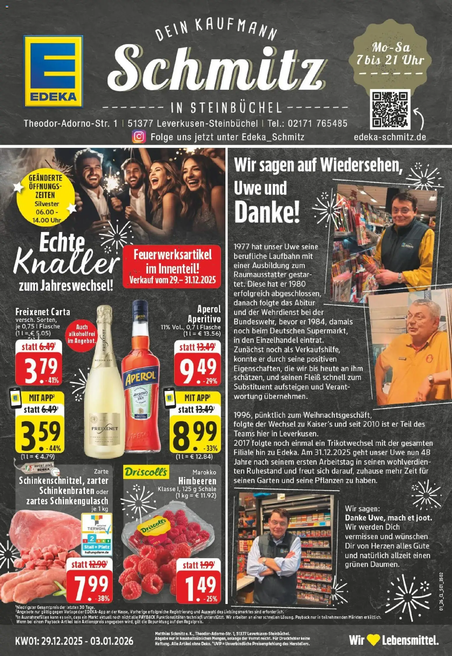 Vorschau von dem Prospekt des Geschäftes Edeka, gültig ab dem 28.12.2025 - Uhr, Aperol, Himbeeren, Freixenet